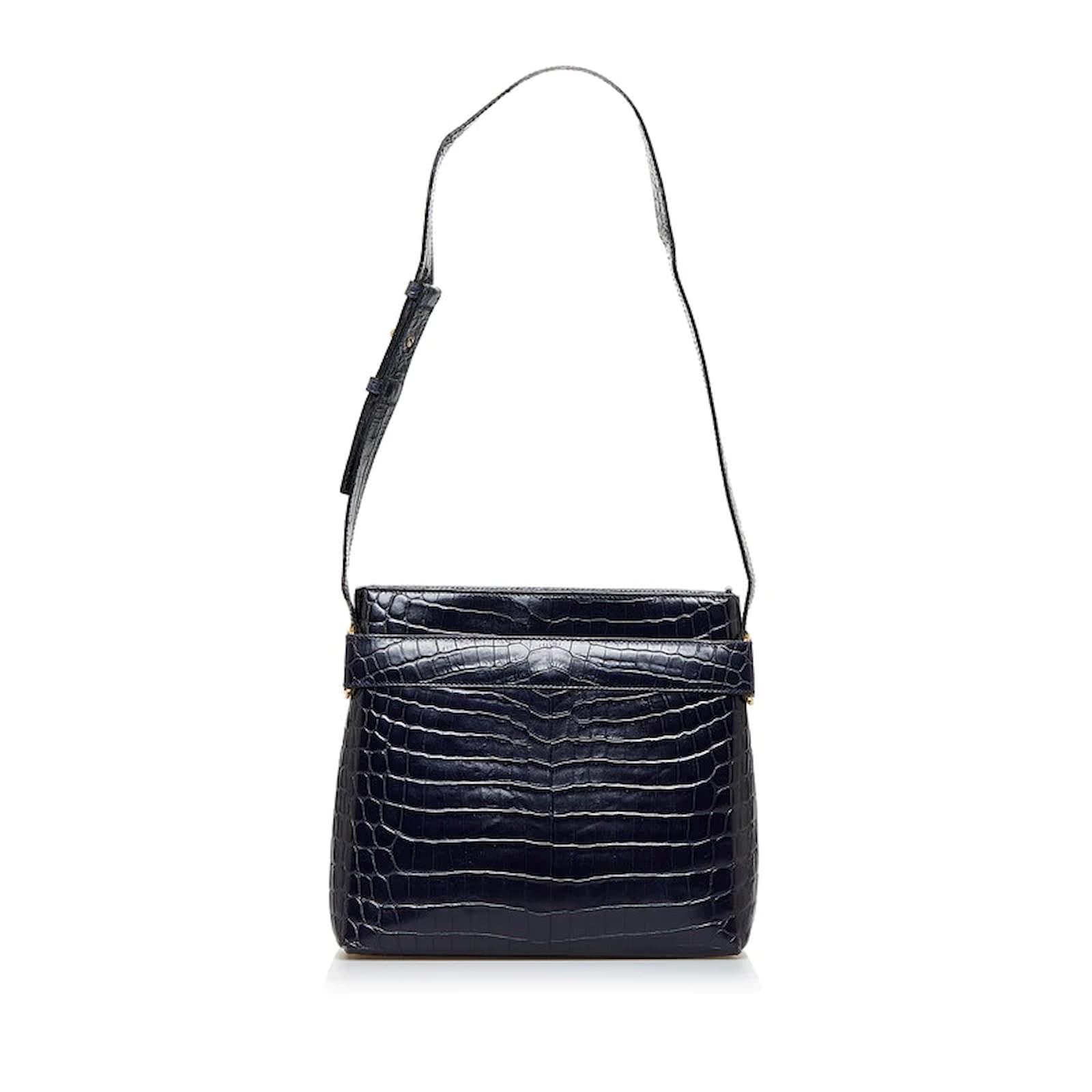 Salvatore Ferragamoレザーバッグ Salvatore Ferragamo Croc Embossed Leather Vara Shoulder Bag AF-21