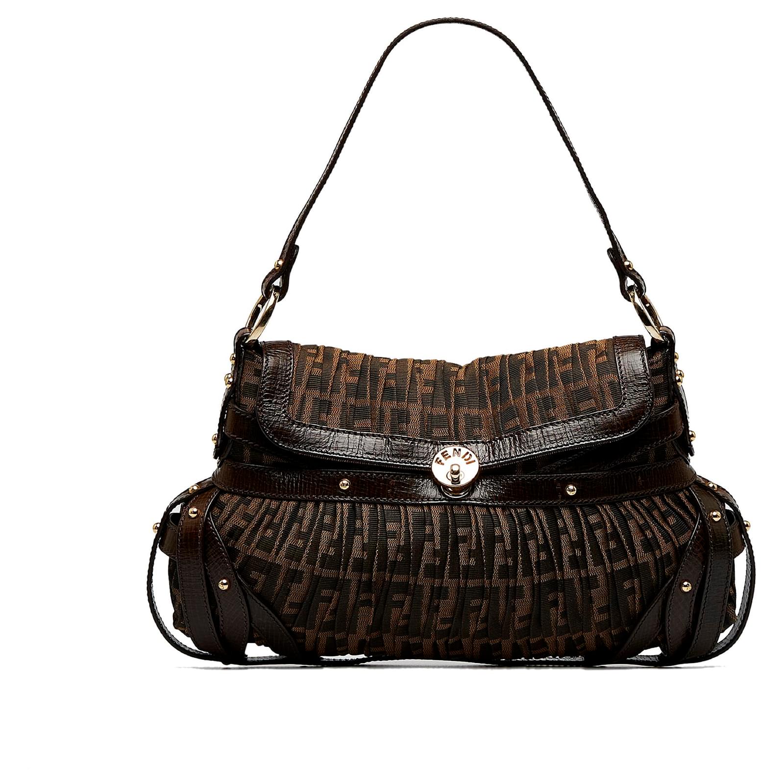 FENDI Zucca Chef Shoulder Bag Brown