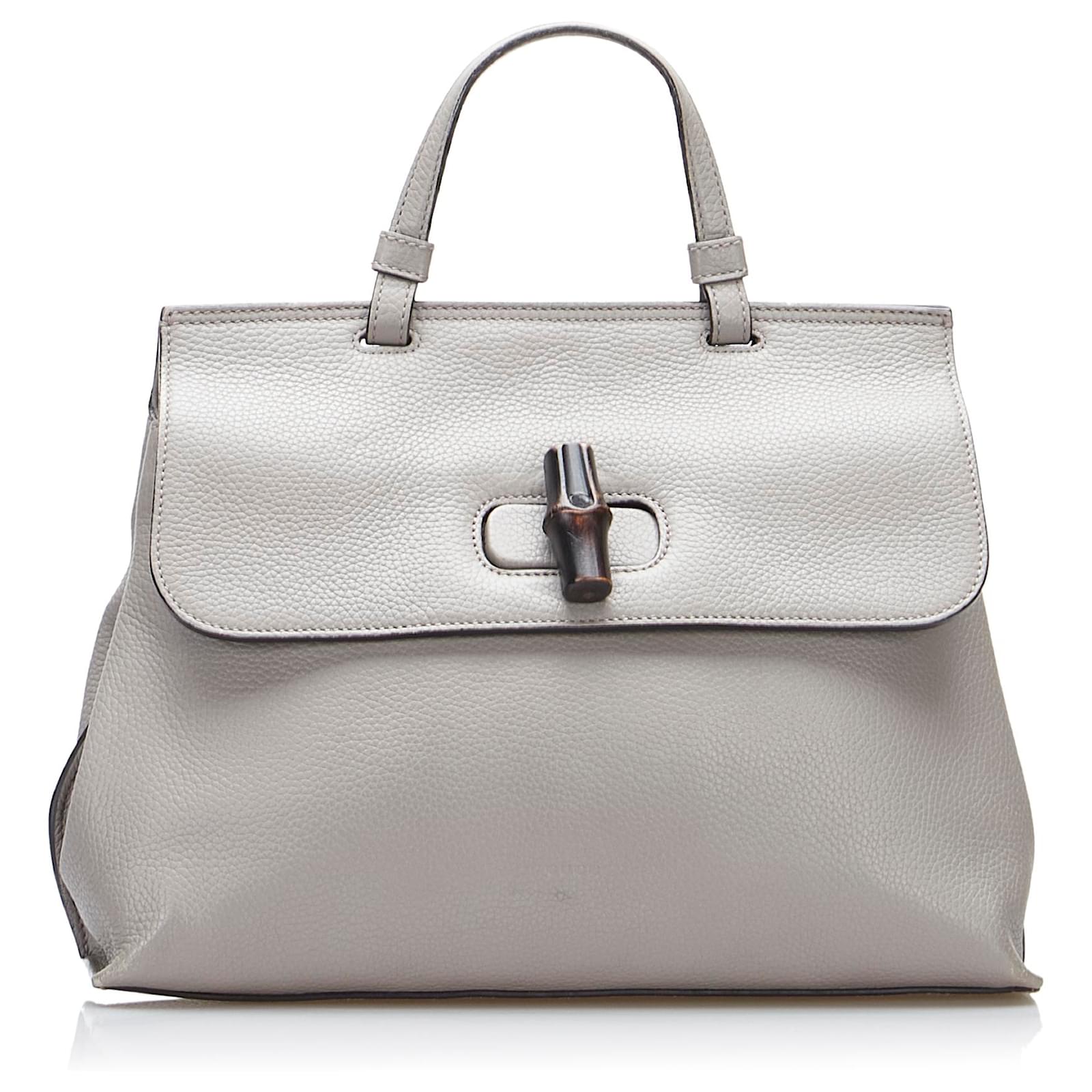 Gucci Gray Medium Bamboo Daily Grey Leather Pony-style calfskin