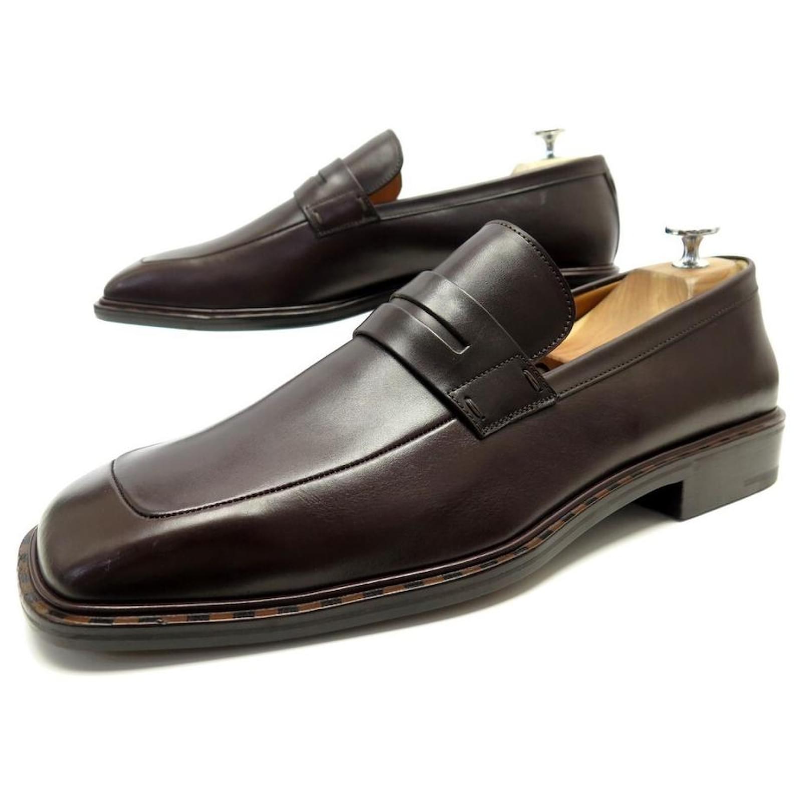 NEW LOUIS VUITTON LOAFERS 10 44 BROWN LEATHER LOAFER SHOES ref