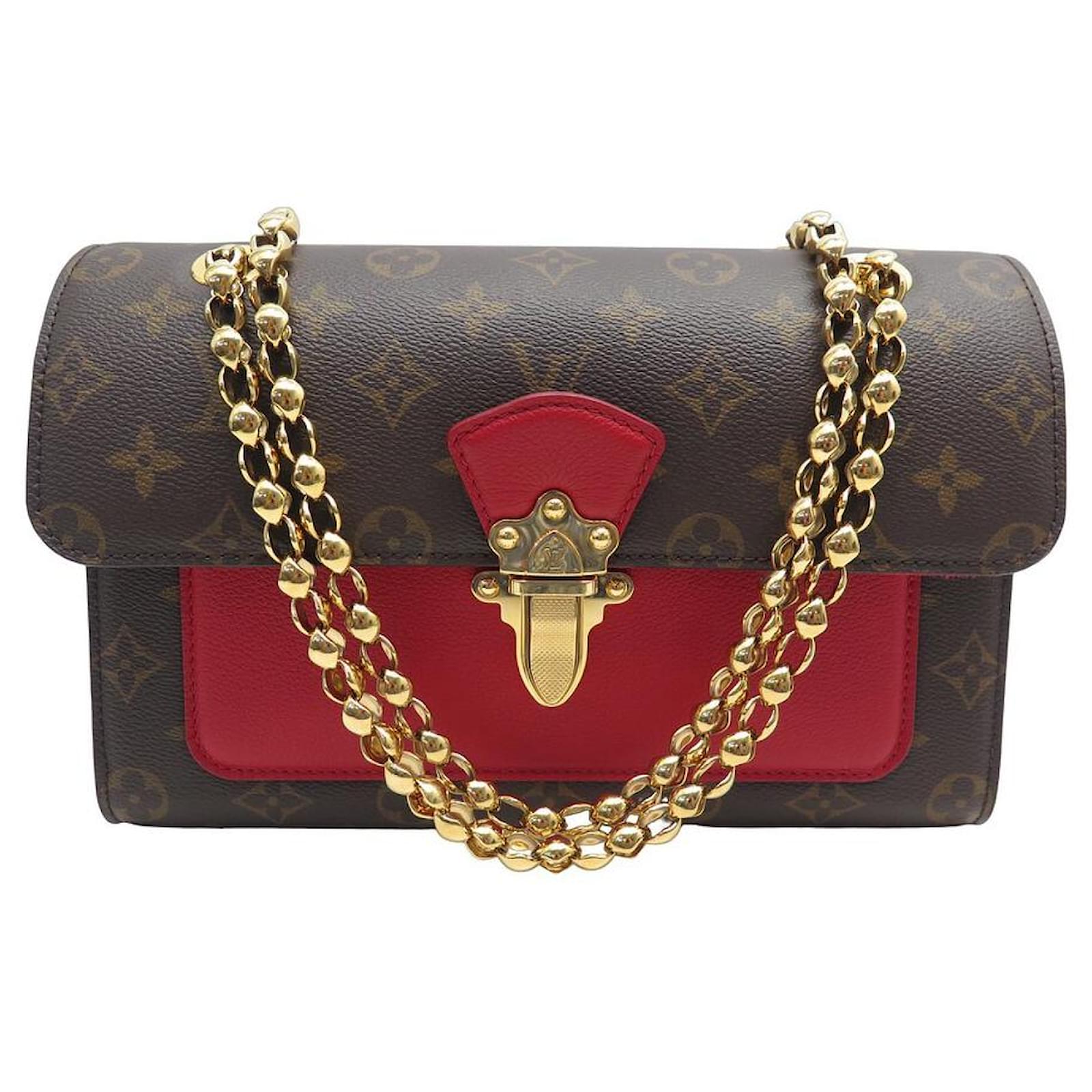 Louis Vuitton Monogram Victoire Cherry Chain Shoulder Bag Red Brown Gold