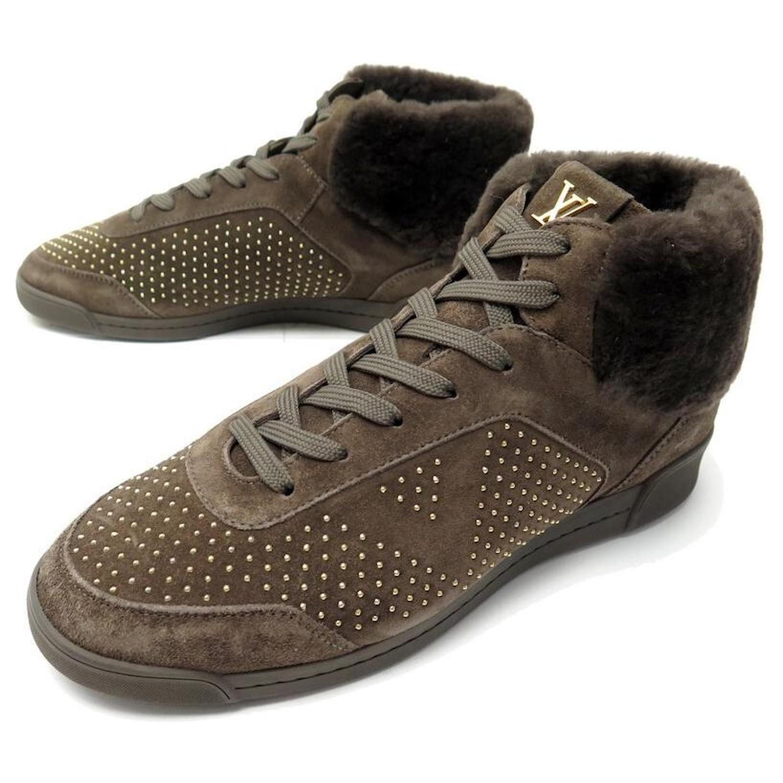 NEW LOUIS VUITTON ORNAMENT SNEAKERS 37 FURRY SNEAKERS SHOES Brown