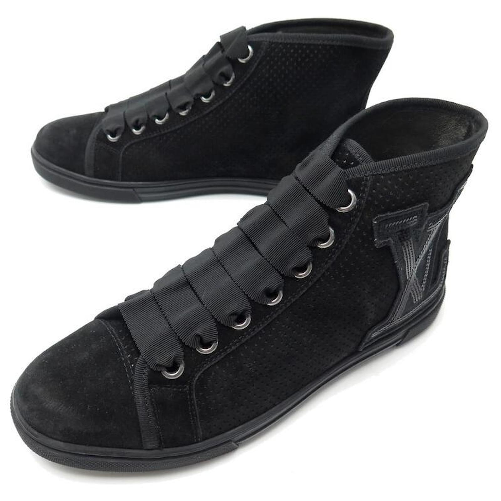 NEW LOUIS VUITTON STELLAR PERFORATED SHOES 37 BLACK SUEDE SNEAKERS SHOES ref.943616
