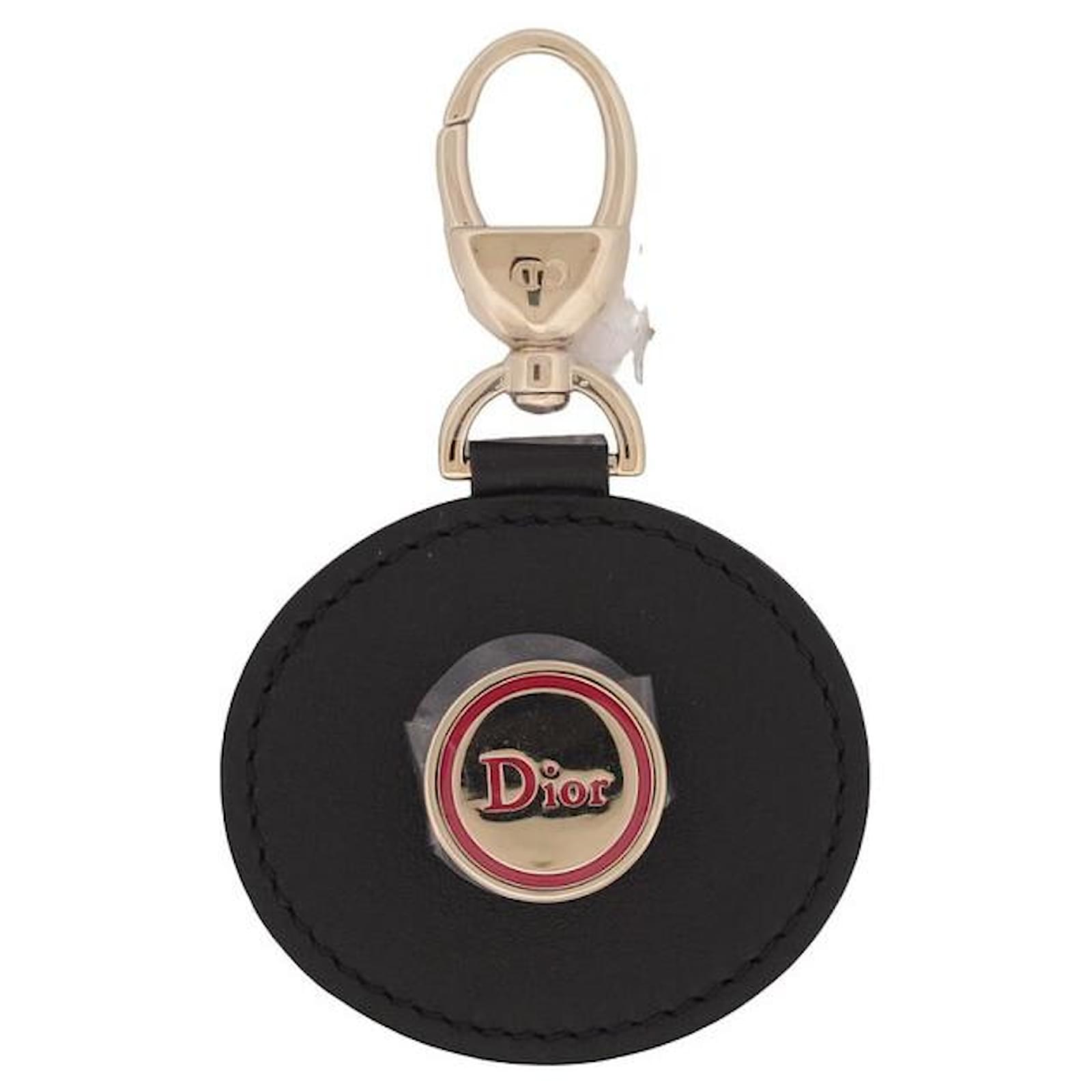 NEW CHRISTIAN DIOR ROUND LOGO S KEYRING1093OSIP LEATHER LEATHER