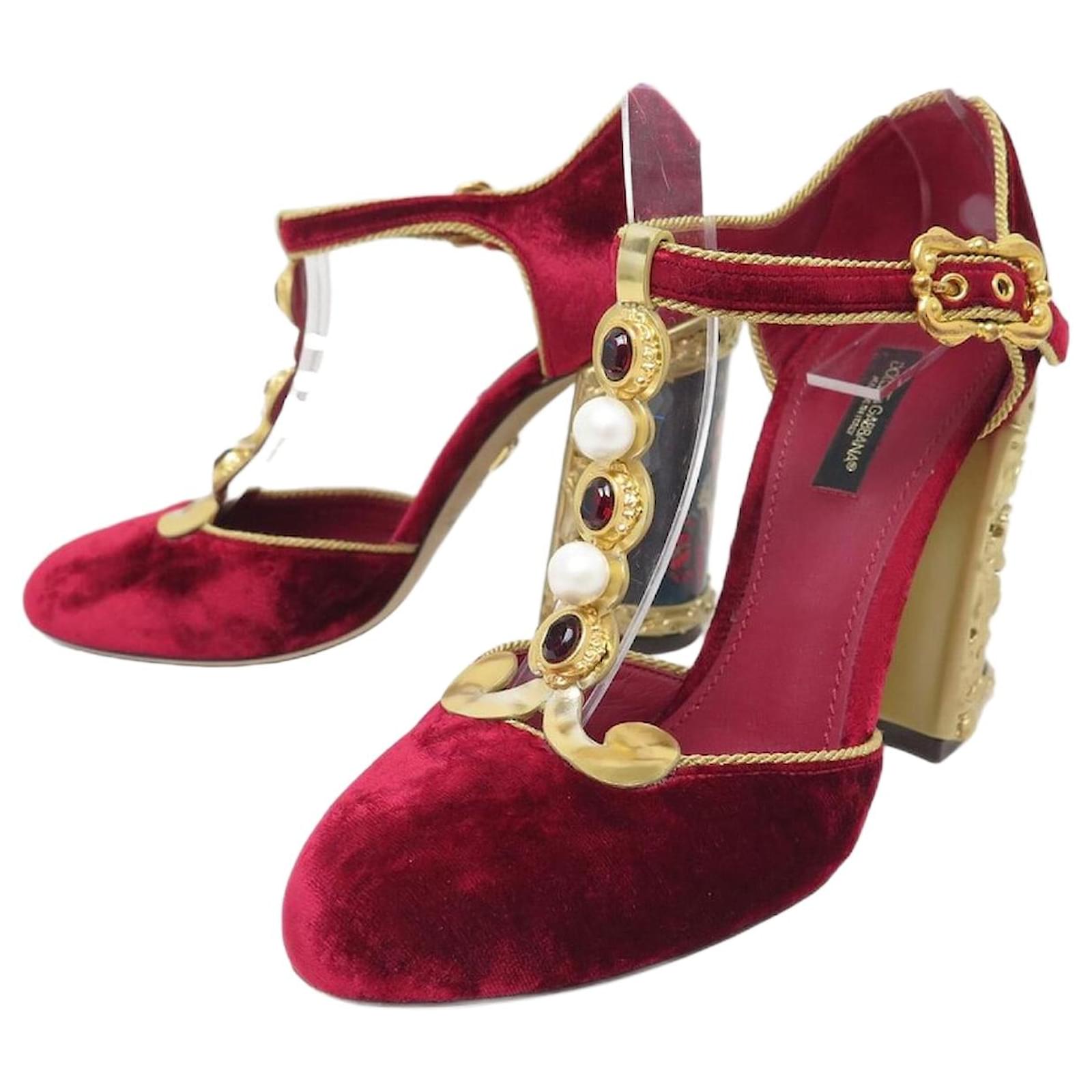 DOLCE & GABBANA Shoes Sandals Black Faux Pearl Crystal Vally Heels EU39 /  US8.5 | eBay