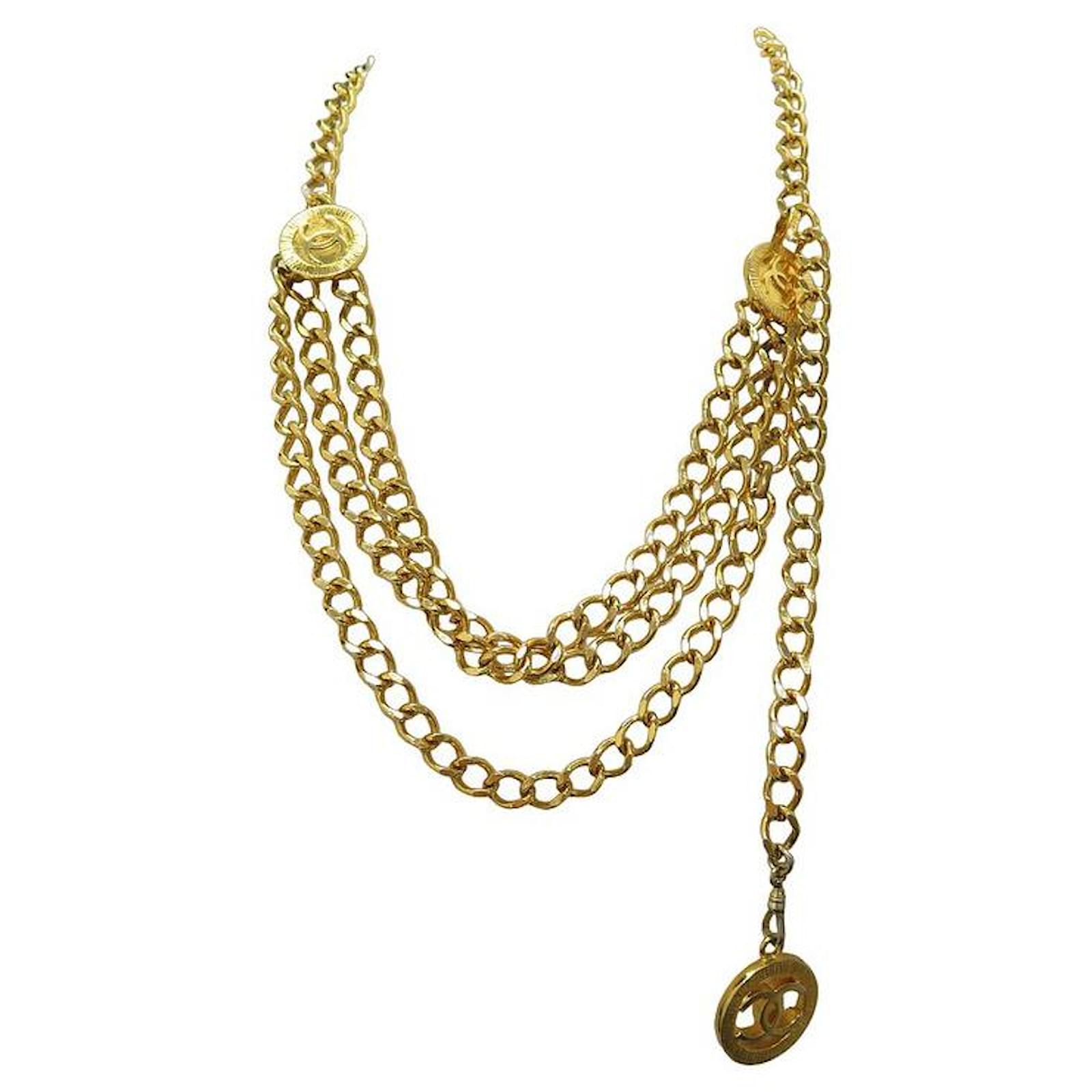 Medaillon VINTAGE CHANEL BELT MULTI-ROW CHAIN NECKLACE MEDALLION T 80 ...