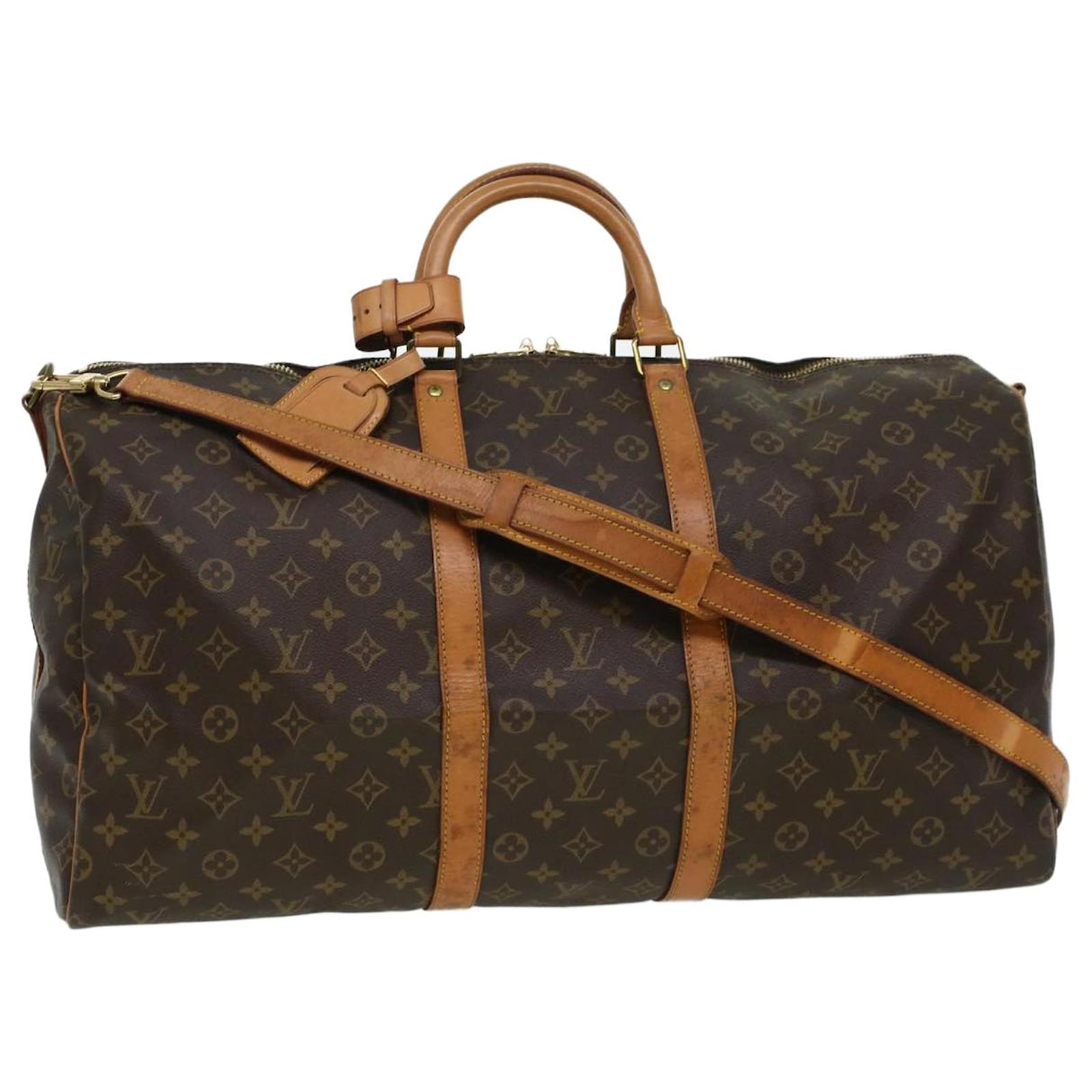 LOUIS VUITTON Monogram Keepall Bandouliere 55 Boston Bag