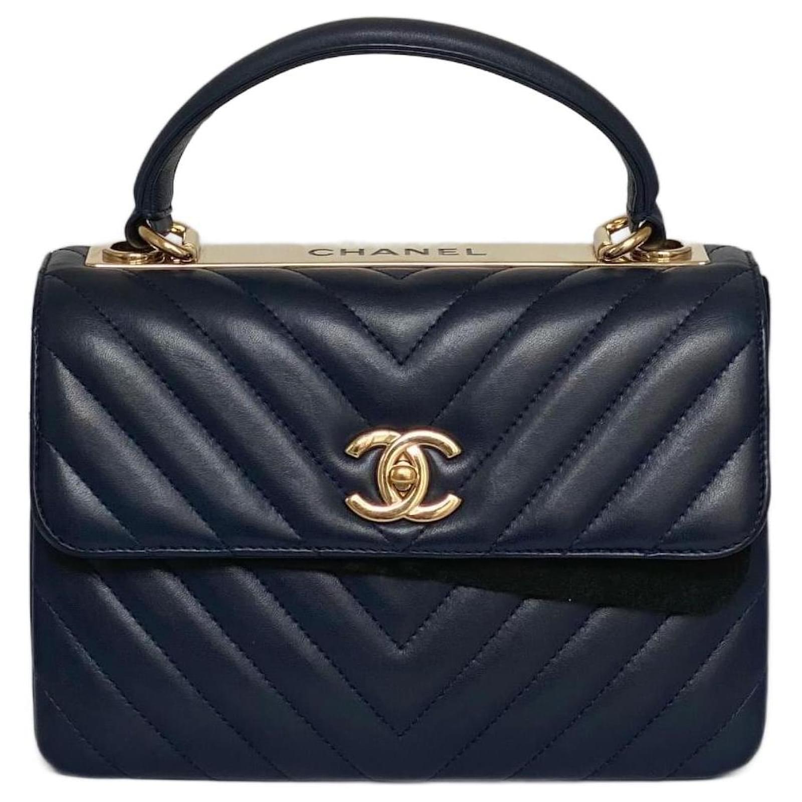 Chanel Chevron Trendy CC Small Flap Top Handle Bag A92236 Light