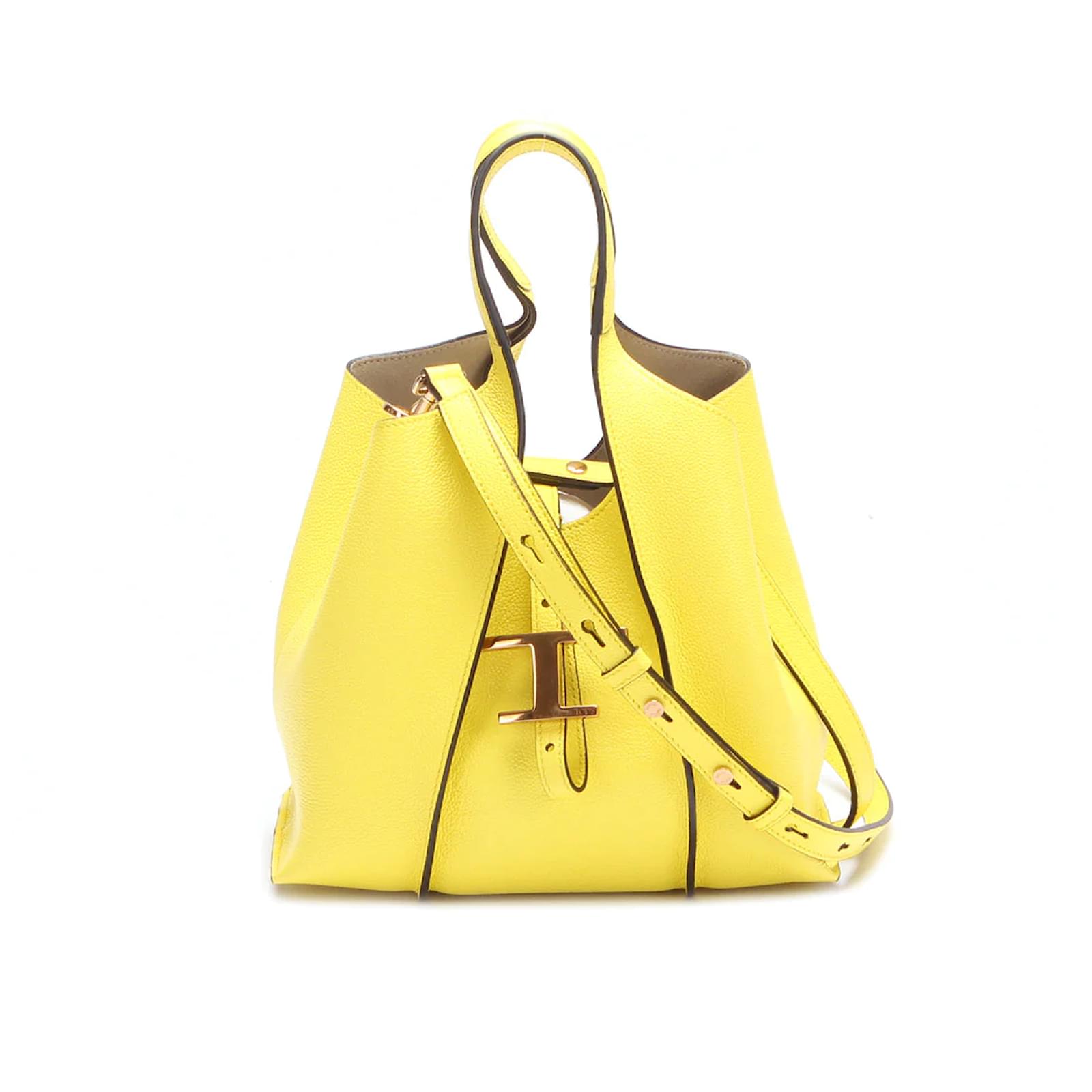 Tod s Leather Shoulder Bag Yellow Pony style calfskin ref.943978 Joli Closet