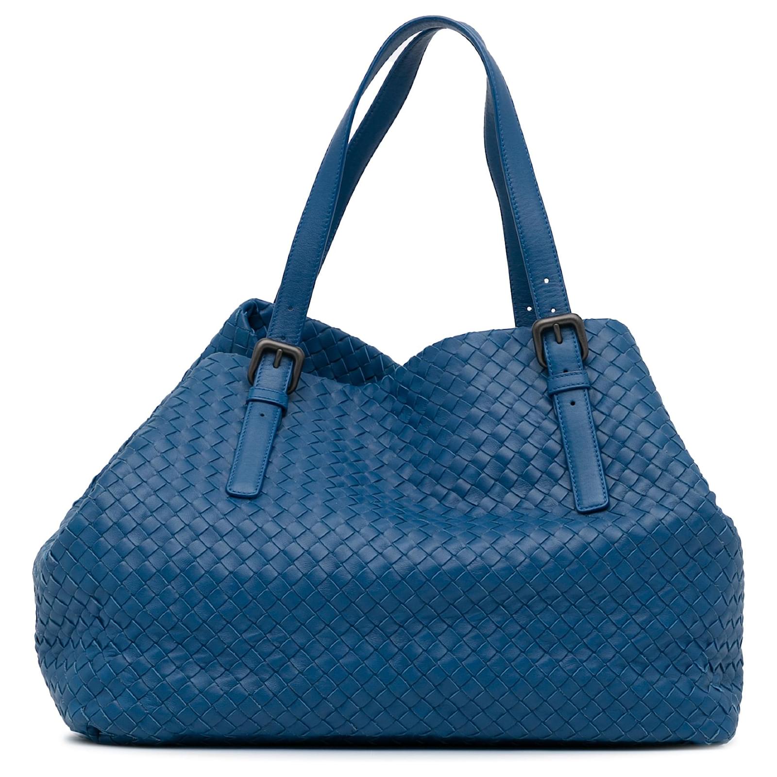 Bottega Veneta Blue Intrecciato Cesta Tote Leather Pony style calfskin ref.944494 Joli Closet