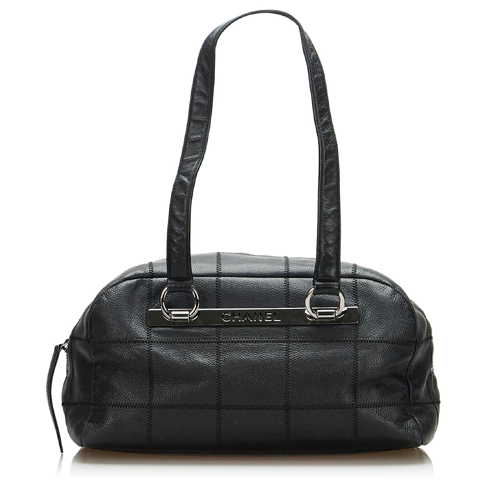 Chanel Black Caviar Square Stitch Shoulder Bag Leather ref.944574