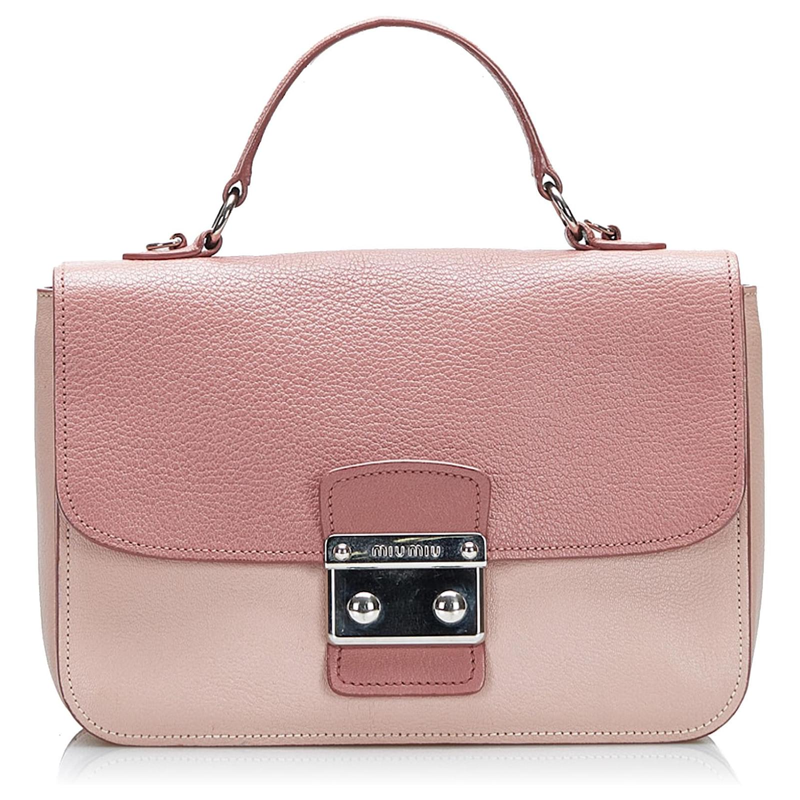 Pre-owned Miu Miu Bow Bag Leather Crossbody Bag In Pink