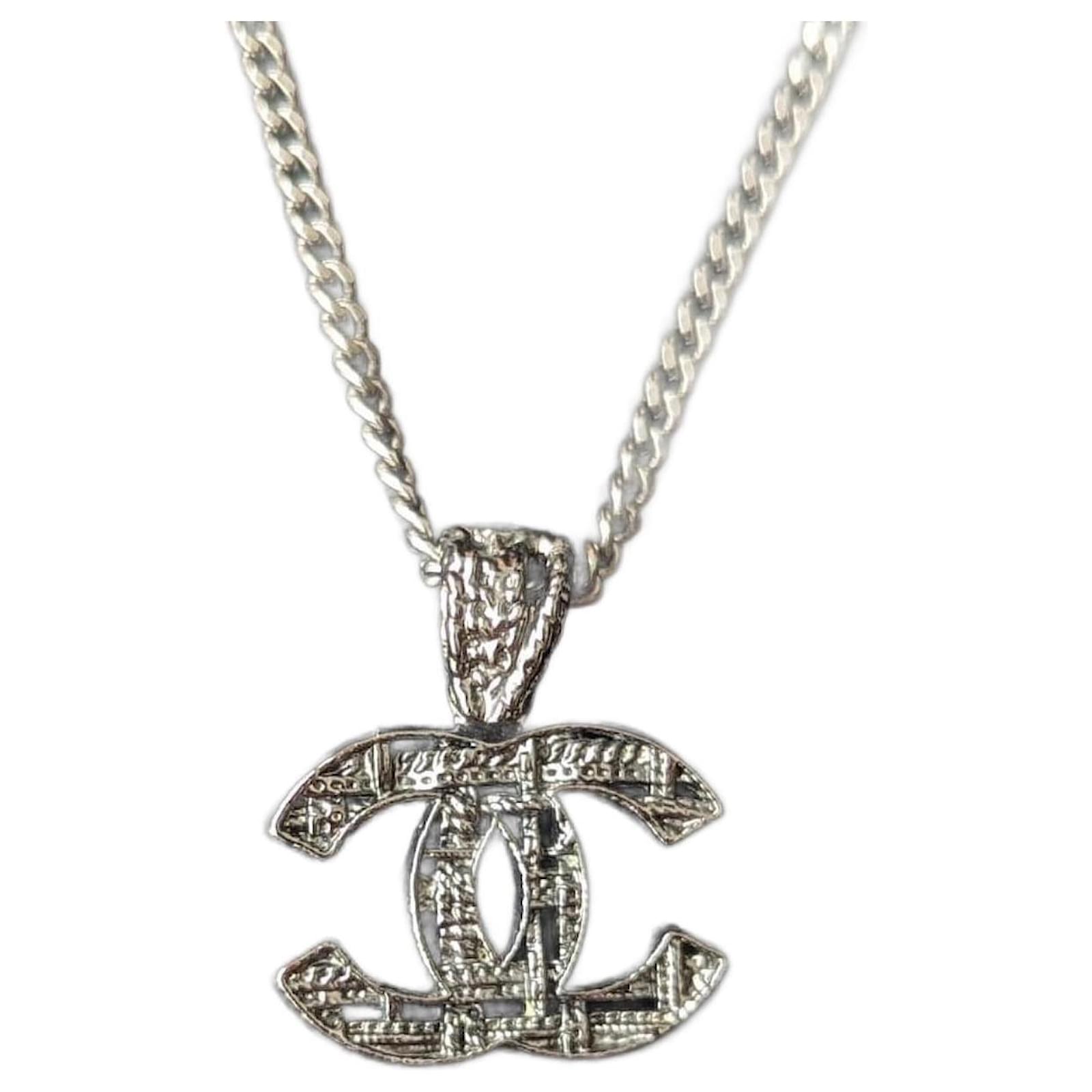 CC A15C GHW Openwork Logo Pendant Necklace in Box