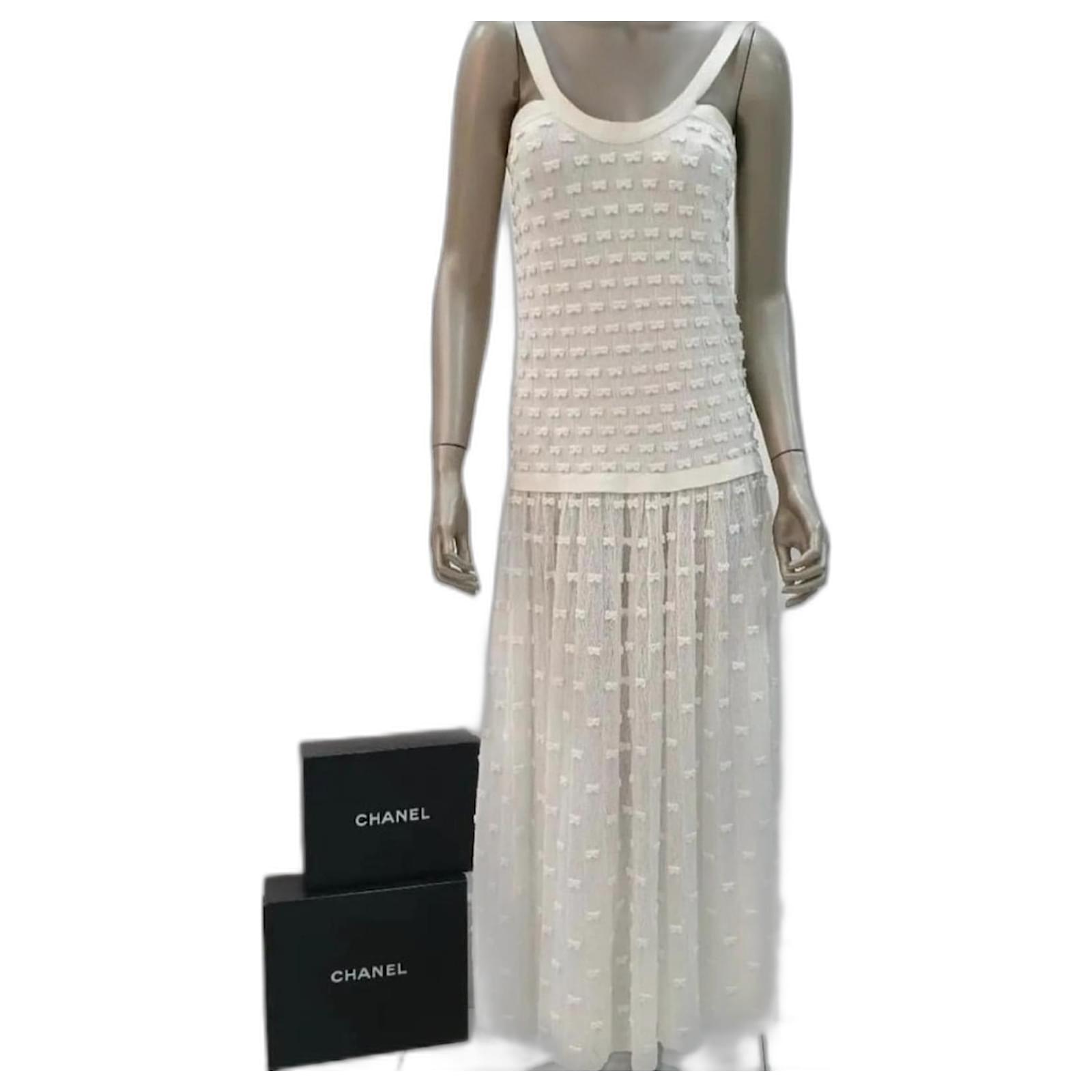 Chanel 2014 Cream Bows Sleeveless Summer Dress Beige Cotton ref