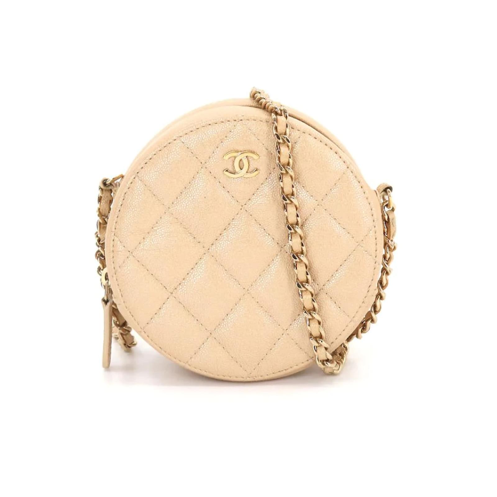 Chanel Chevron Caviar Mini Round Chain Bag AP0245 Pink Leather ref