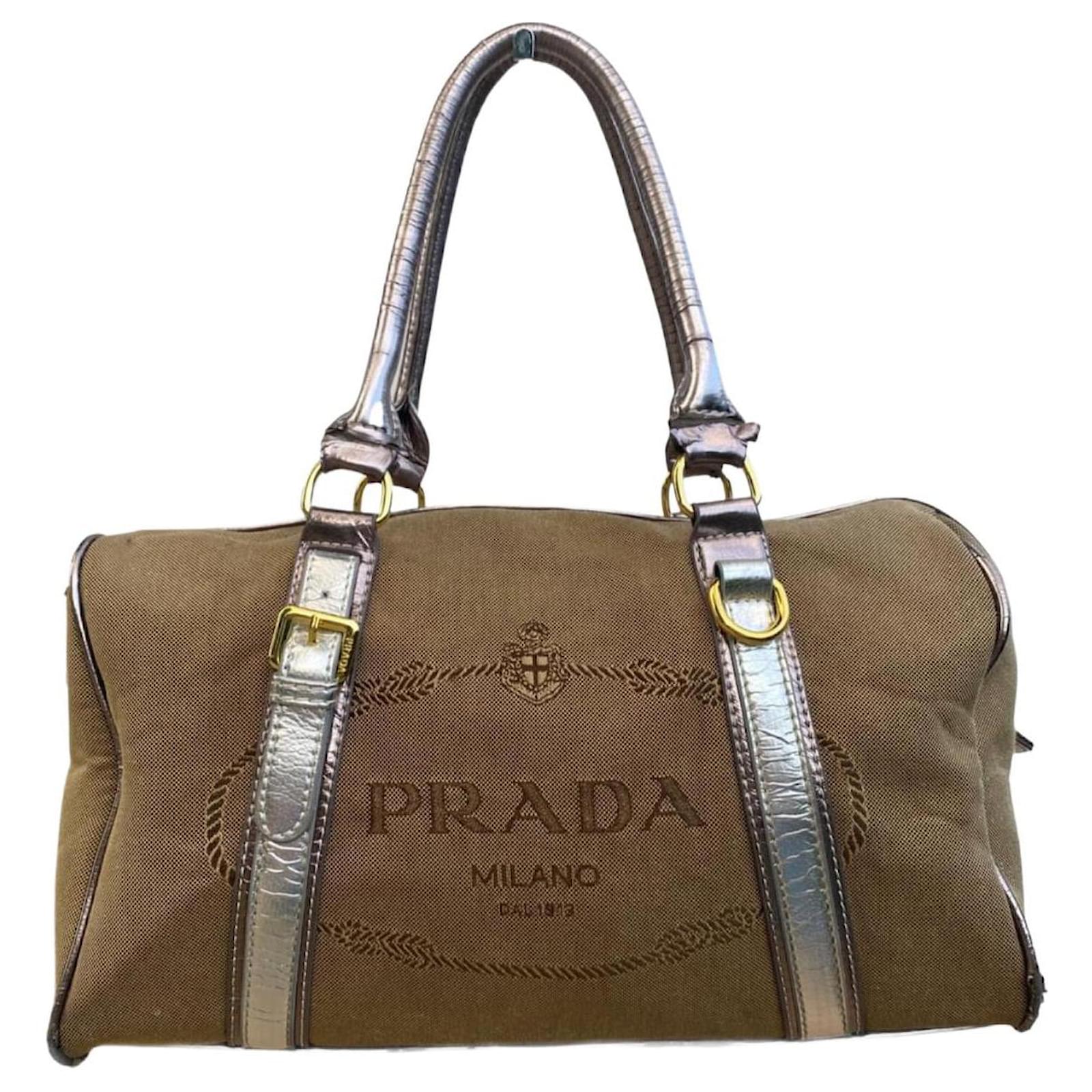 Prada Logo Jacquard Bauletto Bag