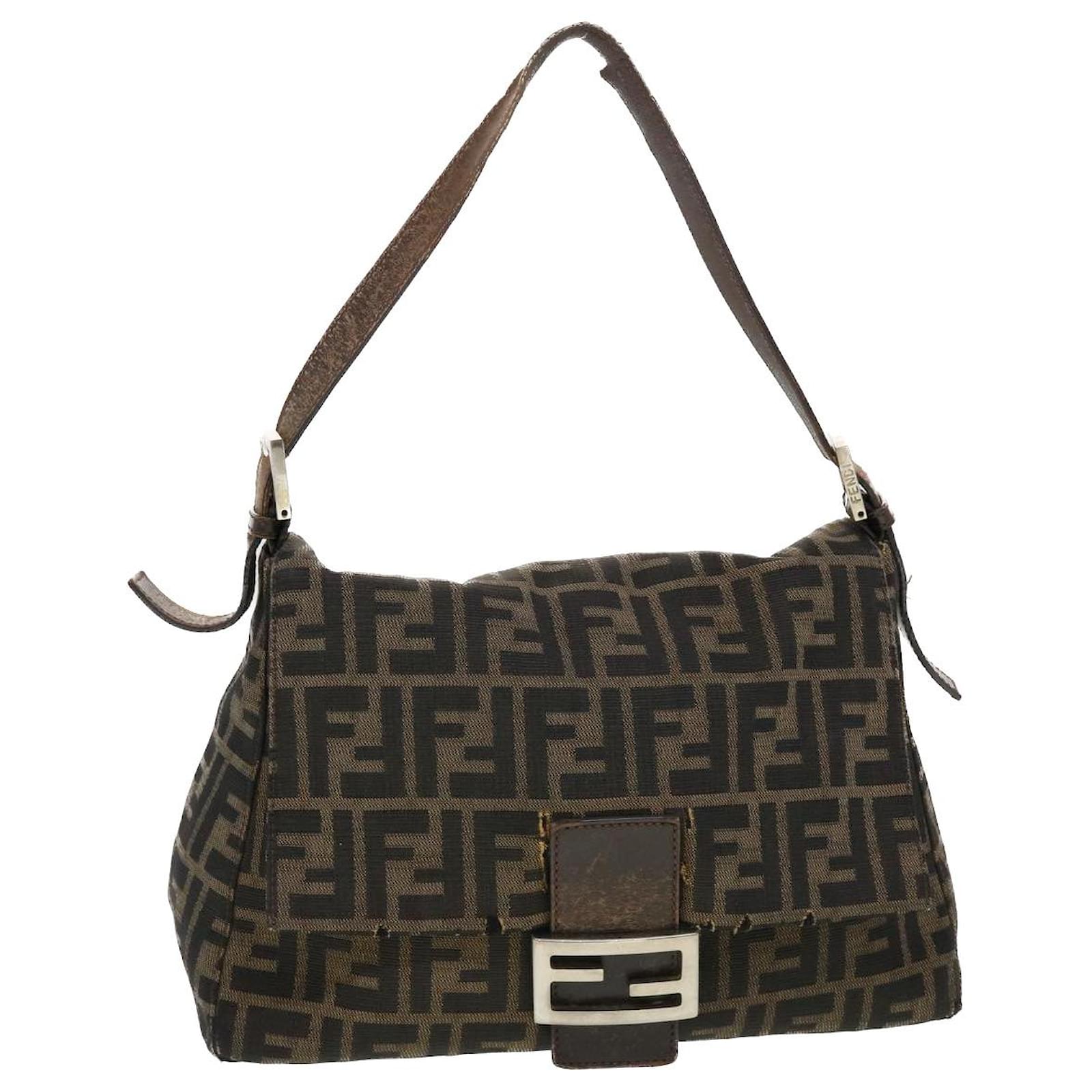 FENDI Mamma Baguette Zucca Canvas Shoulder Bag