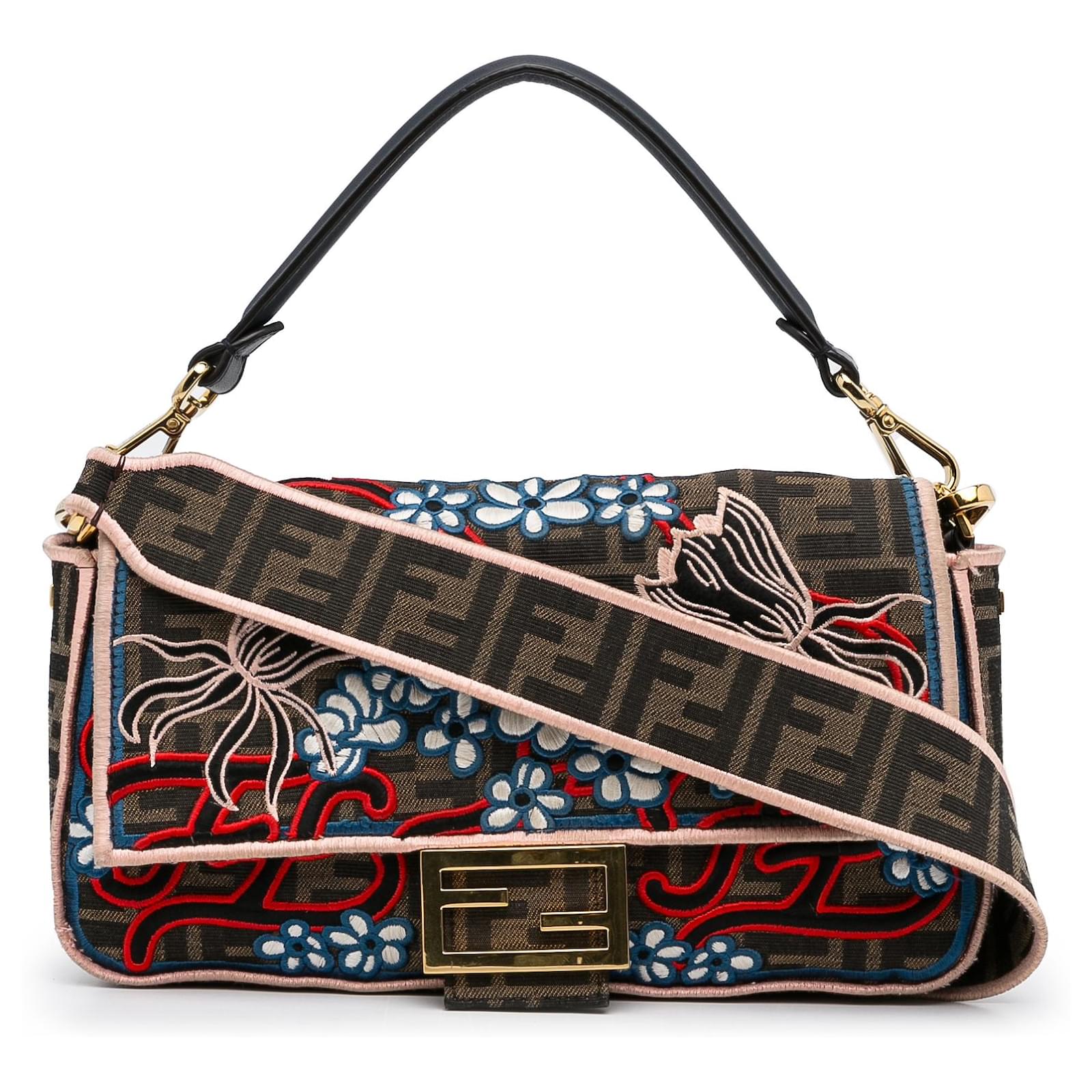 Fendi Pre-owned embroidered-logo Baguette Shoulder Bag - Pink