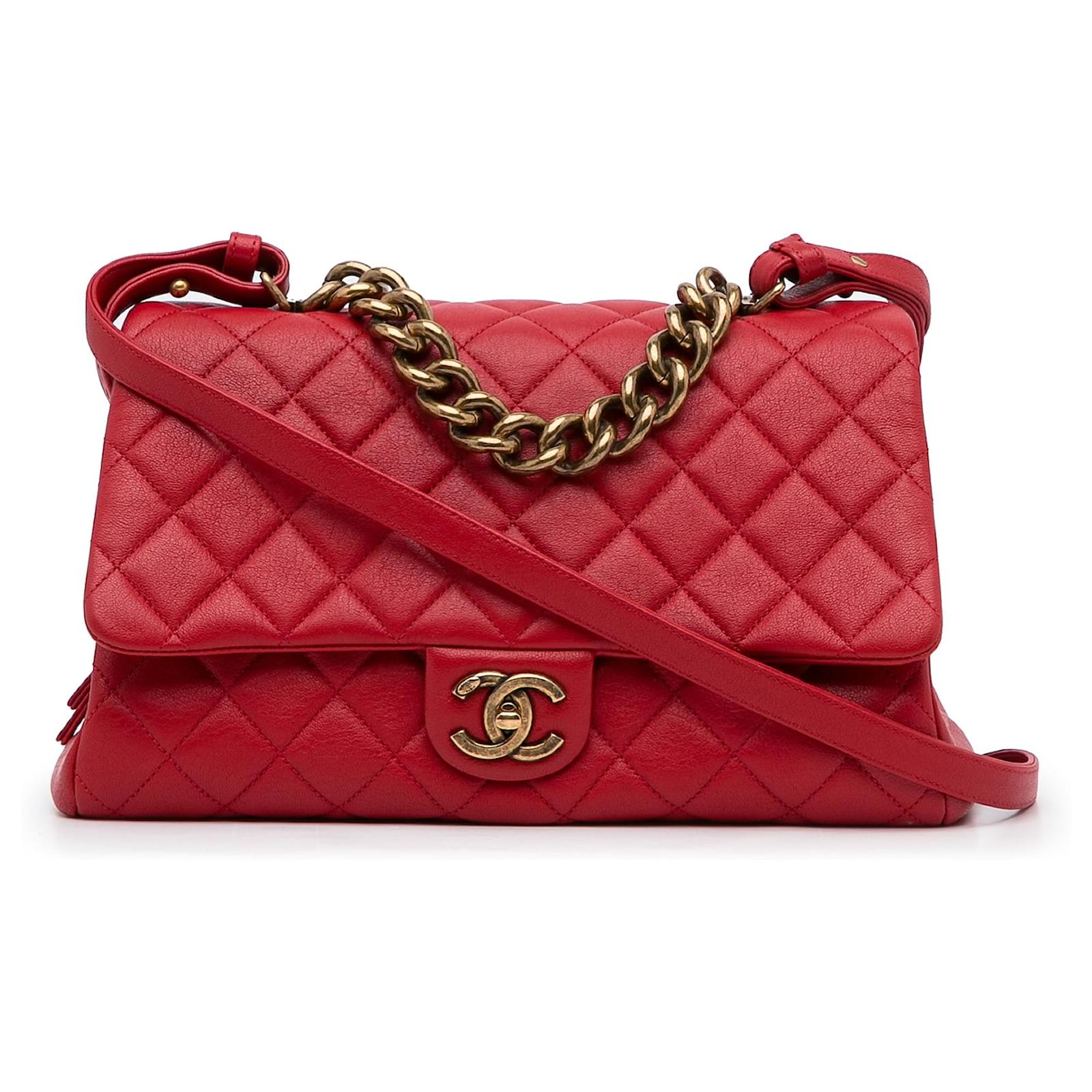 Chanel Red Large Paris Rome Calfskin Trapezio Bag Leather Pony-style  calfskin ref.945572 - Joli Closet