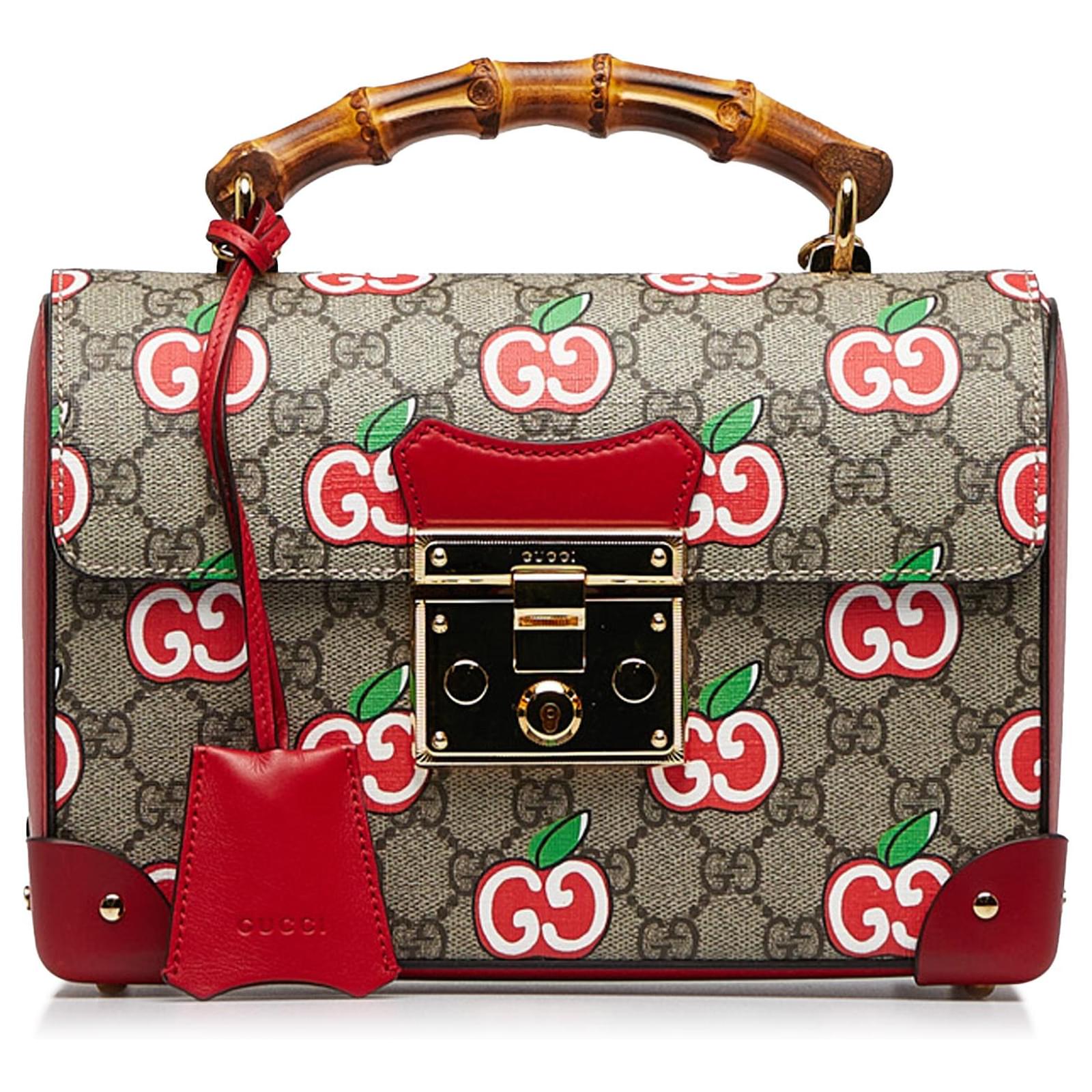 Gucci Beige/Red GG Supreme Small Padlock Shoulder Bag Gucci