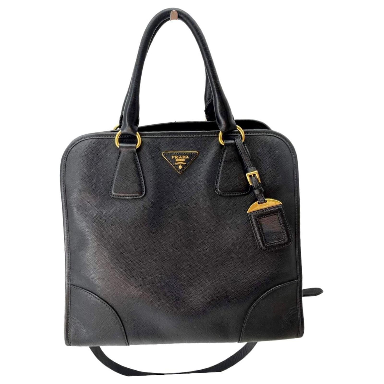 Prada Saffiano Lux Tote Bag Handbag Black