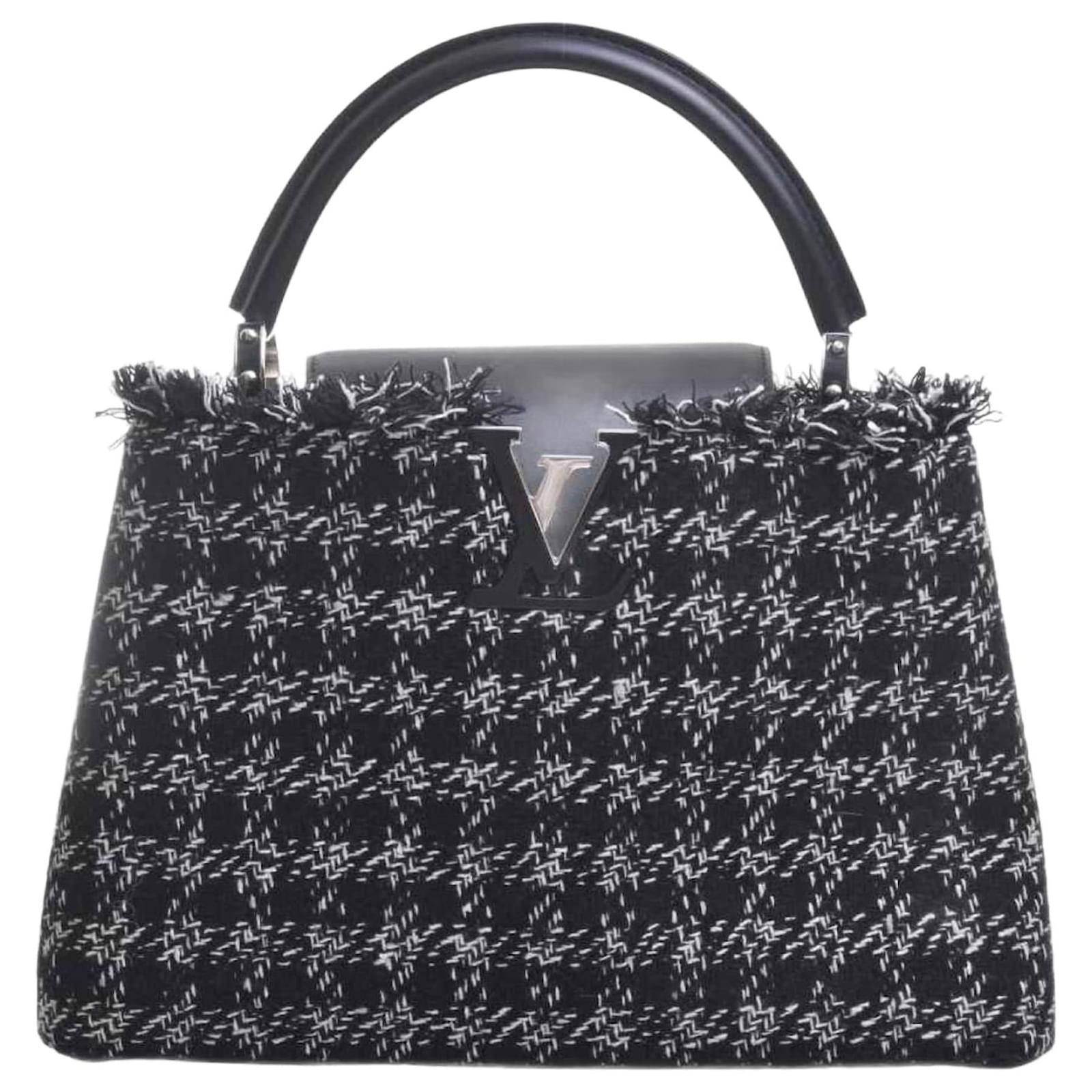 Louis Vuitton Capucines Bag Tweed MM Black