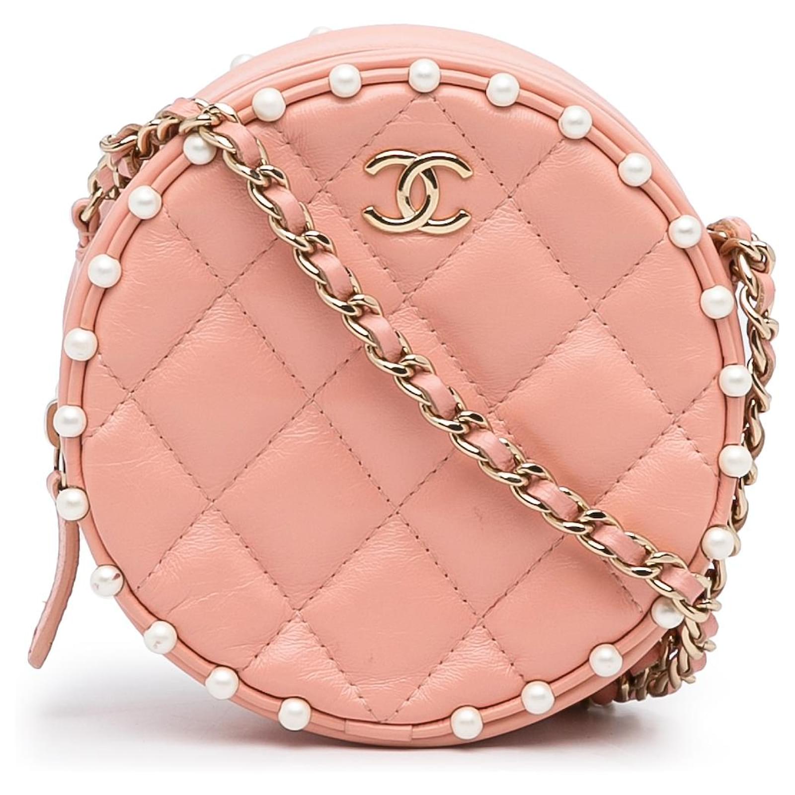 Chanel Pink Pearl Round As Earth Crossbody Bag Leather ref.946528