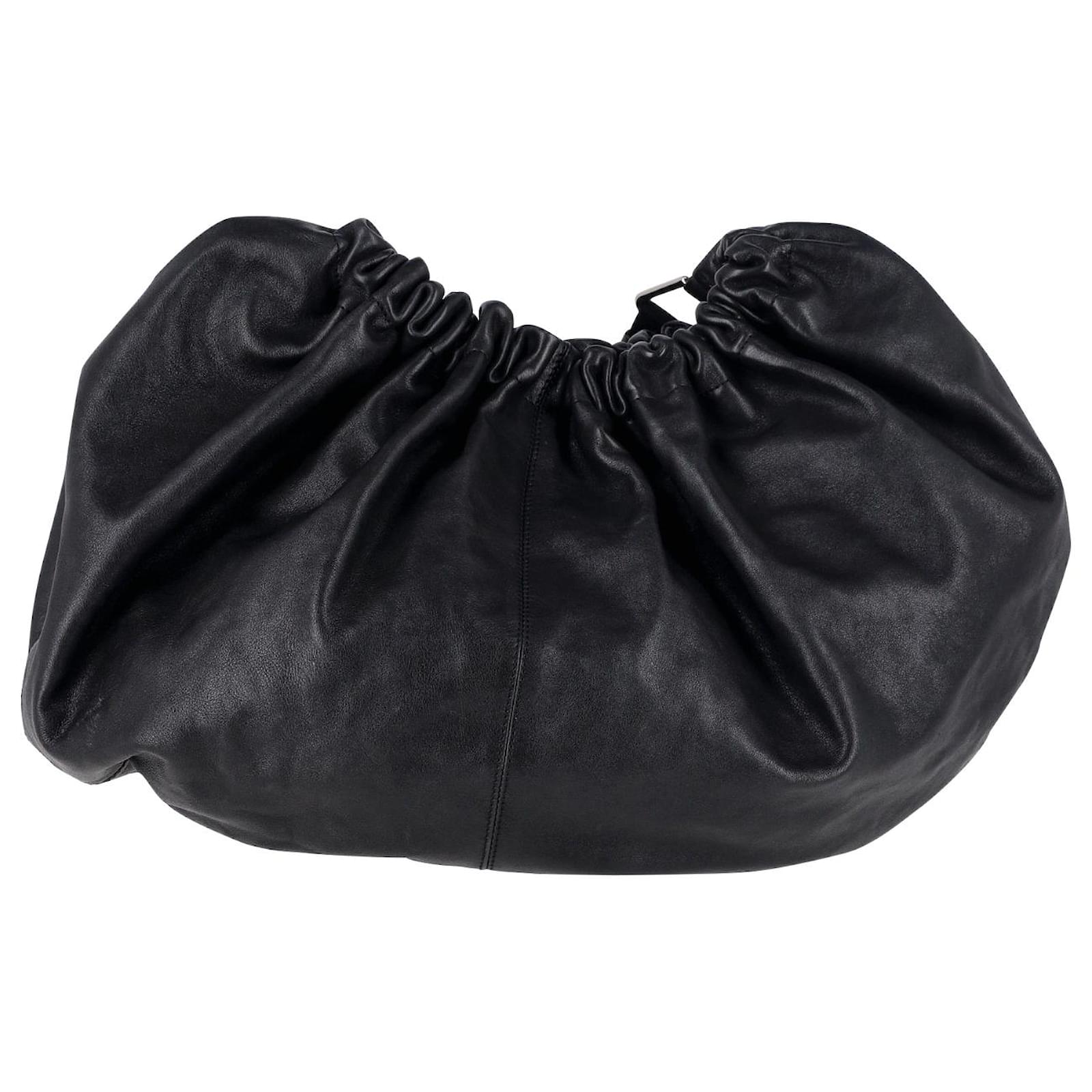 Ganni Draped XXL Hobo Shoulder Bag In Black Leather ref