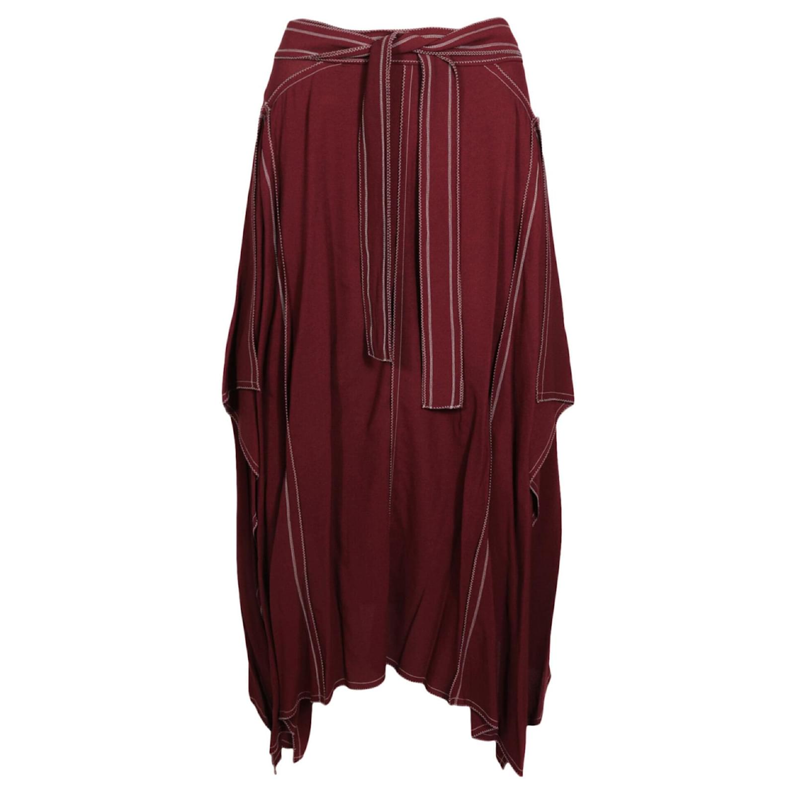 スカート STELLA McCARTNEY Burgundy Cotton Skirt STELLA MCCARTNEY Asymmetric ribbed organic cotton midi skirt