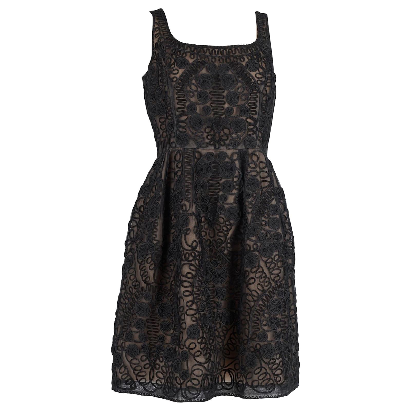 chinese dress ladies Oscar de la Renta // Black Embroidered Midi Dress  VSP Consignment
