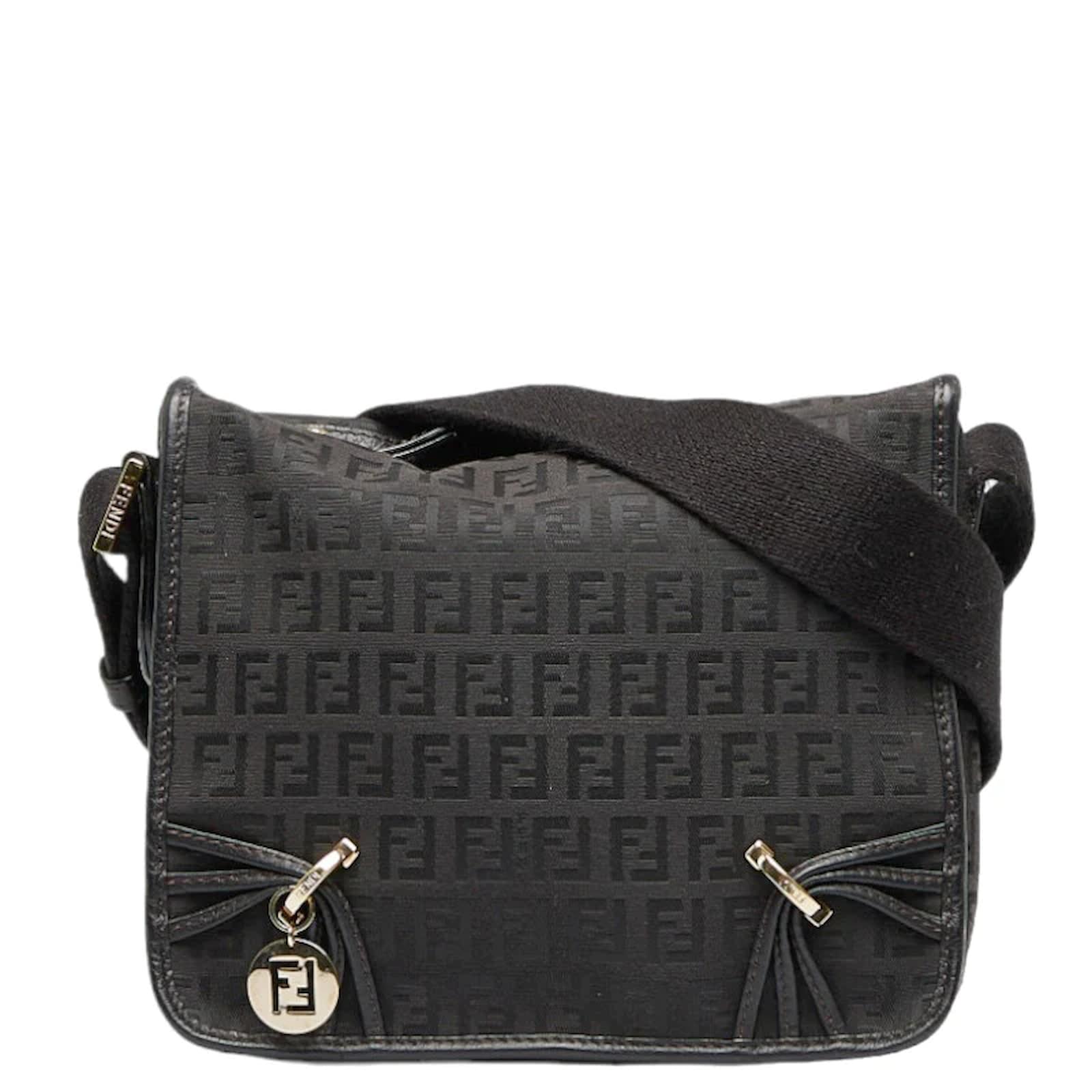 Fendi Zucchino Canvas Crossbody Bag 8BT089 Black Cloth ref