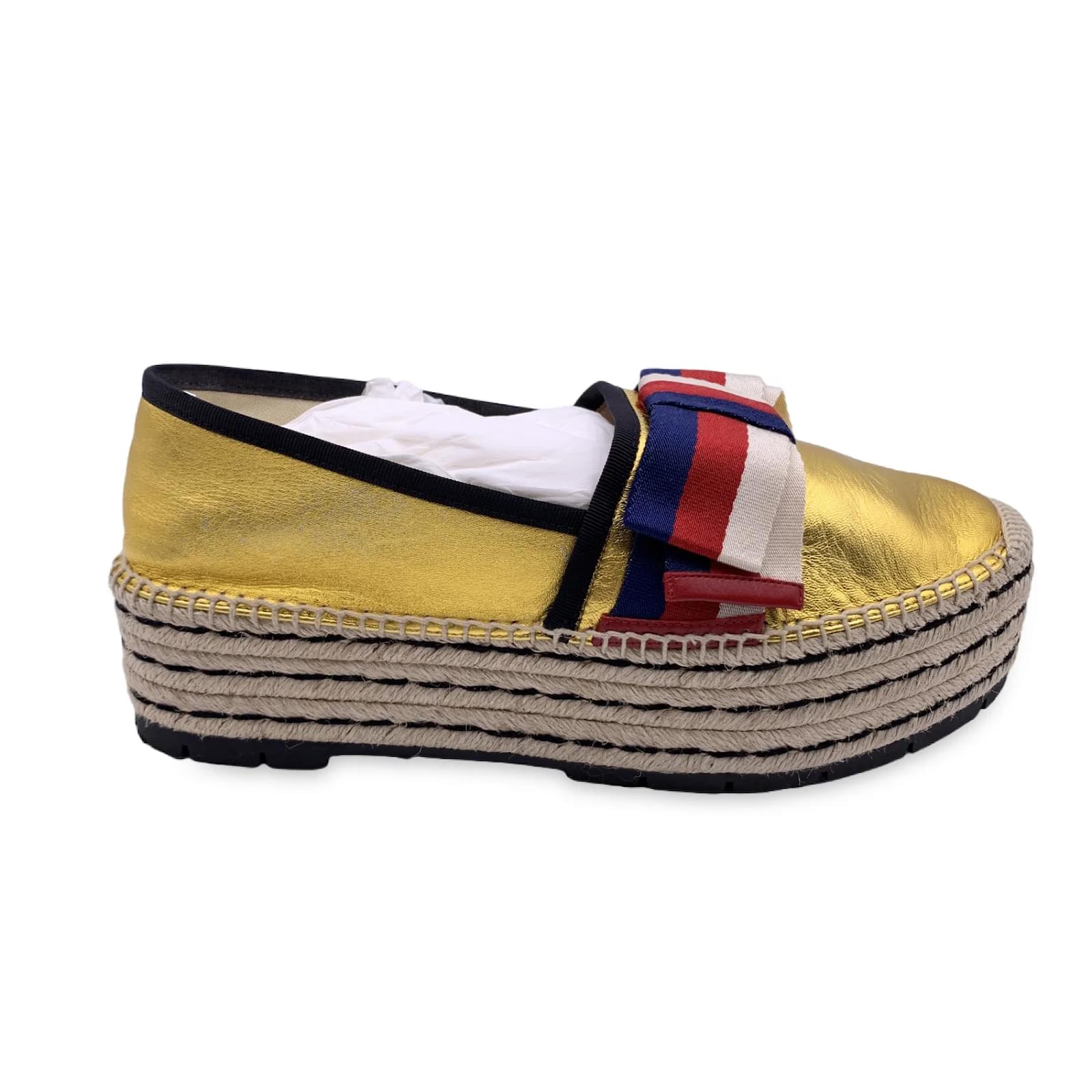 Gucci gold store espadrilles