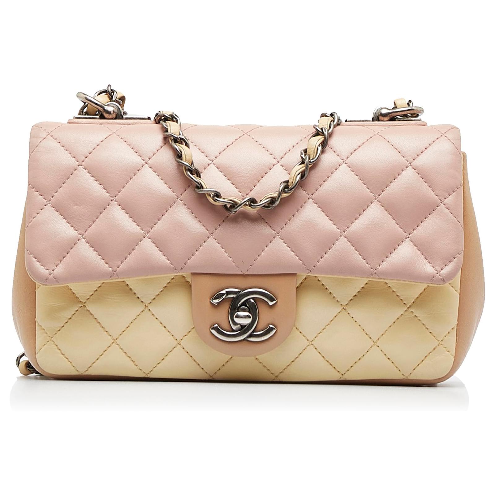 Chanel Pink Small Lambskin Tricolor Single Flap Leather ref.947875 - Joli  Closet