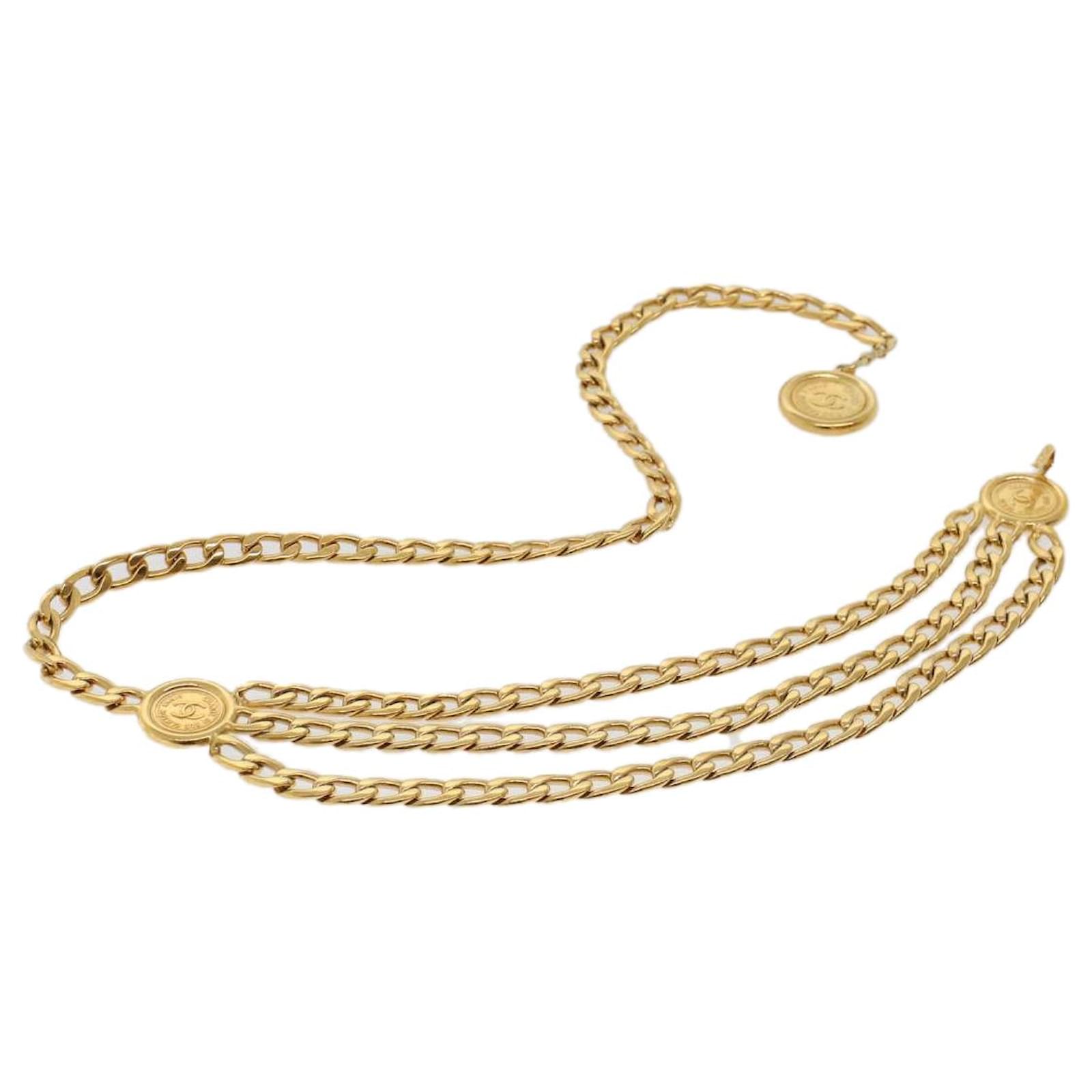 CHANEL COCO Mark Chain Belt Metal Gold CC Auth ar9580 Golden ref.948043