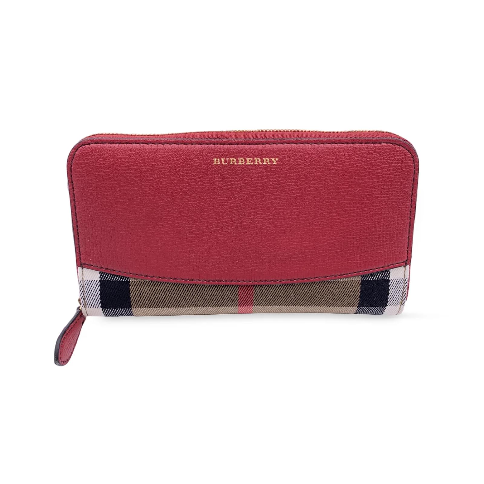 BURBERRY: Continental wallet in check canvas and leather - Beige