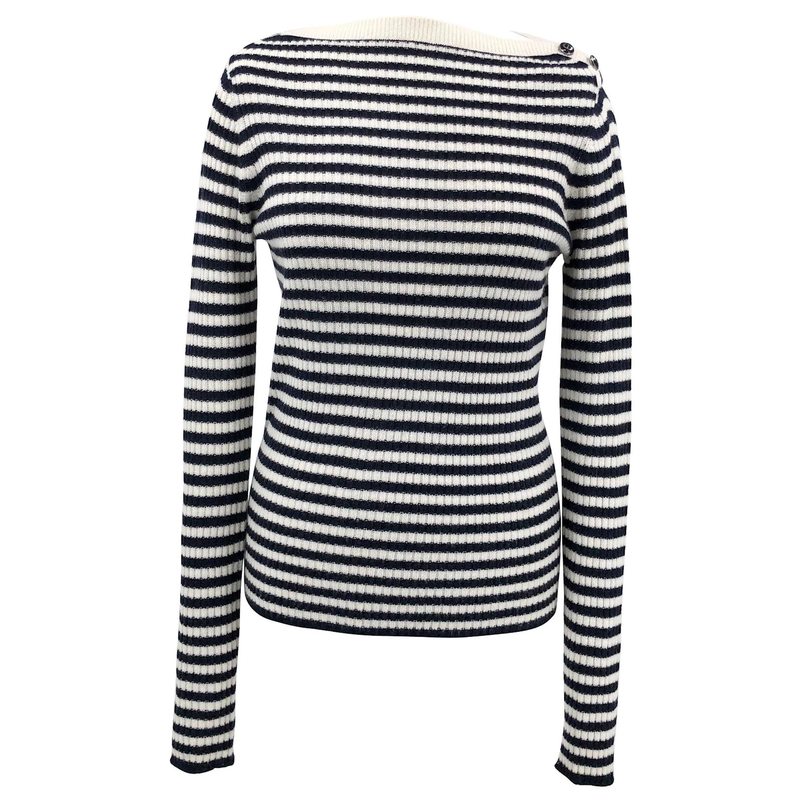 Dior Marinière sweater in blue white striped cashmere knit Wool