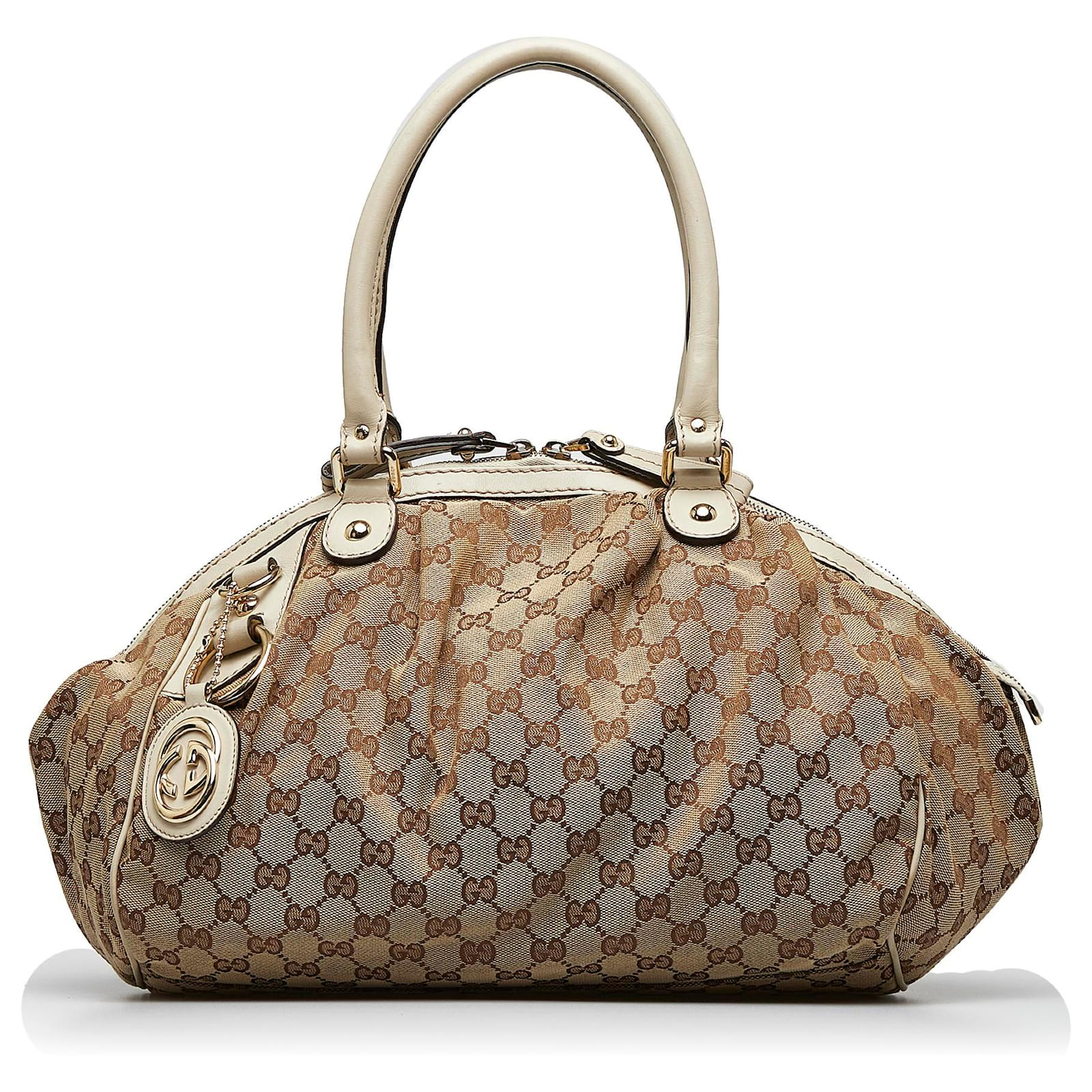 Gucci Sukey Medium GG Canvas Tote Bag Beige