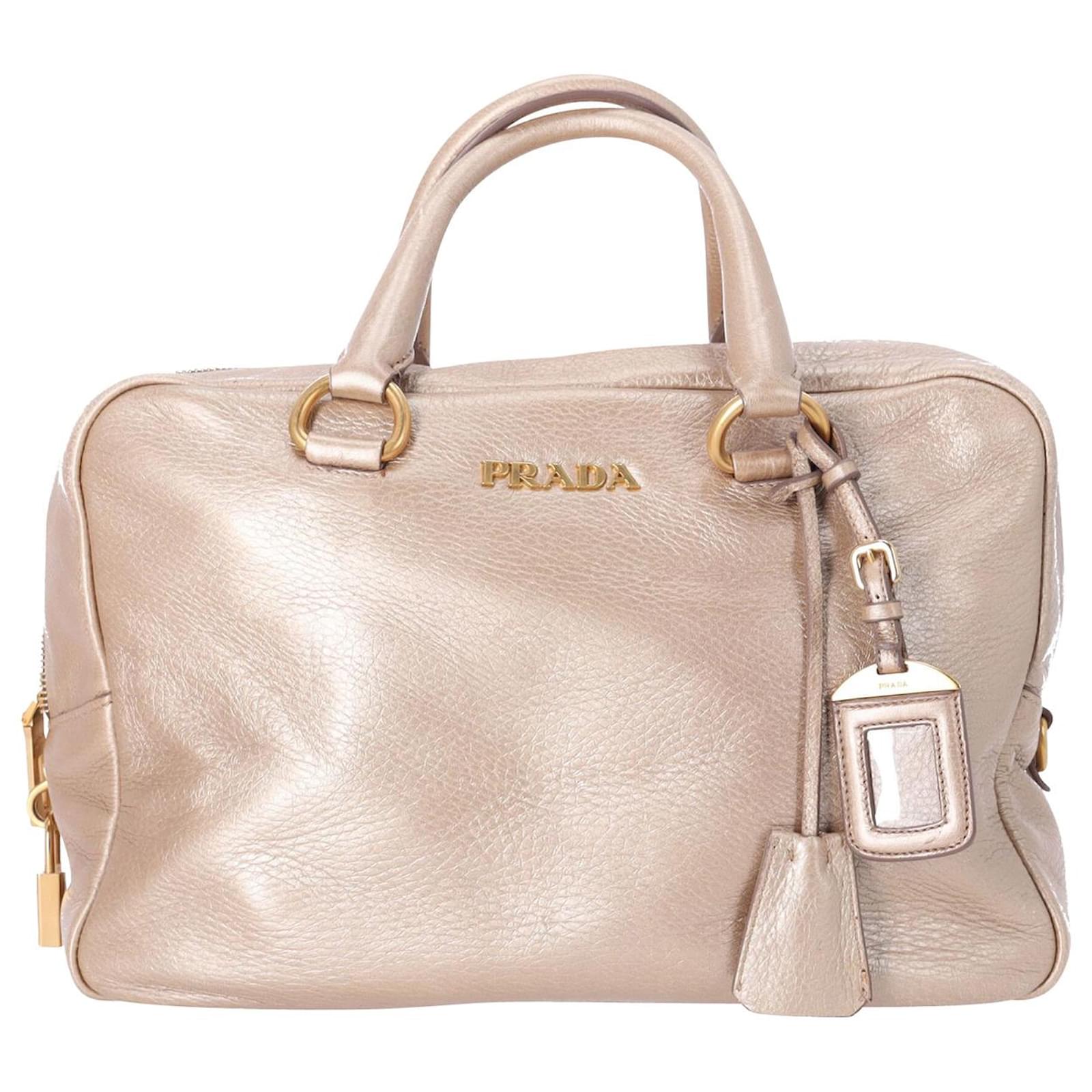 Prada Red Vitello Daino Leather Bauletto Satchel Prada