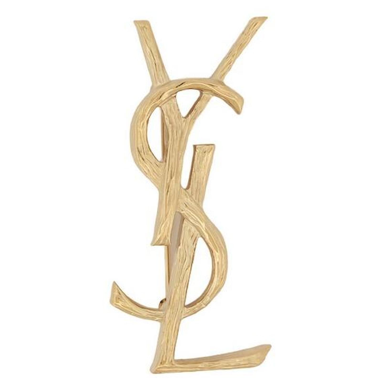 Transparent Ysl Logo Gold NINE SAINT LAURENT OPYUM YSL BROOCH - Main Image