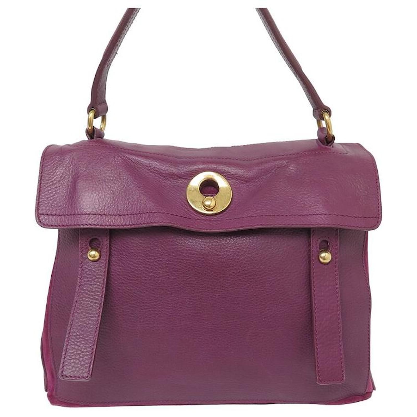 Yves Saint Laurent YSL Plum Satin Mini Mombasa Bag