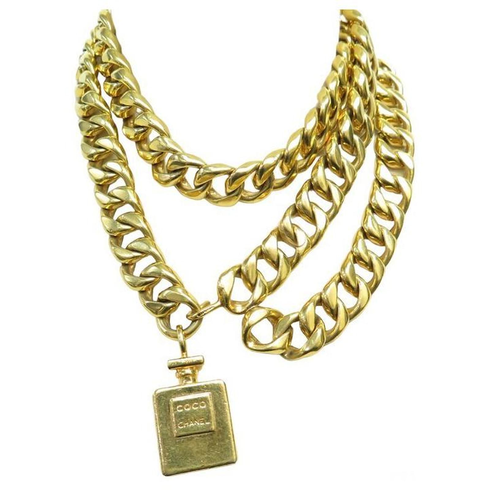 Belts Chanel Chanel Belt Necklace Chain Medallion Perfume Bottle T 65 A 100 Belt