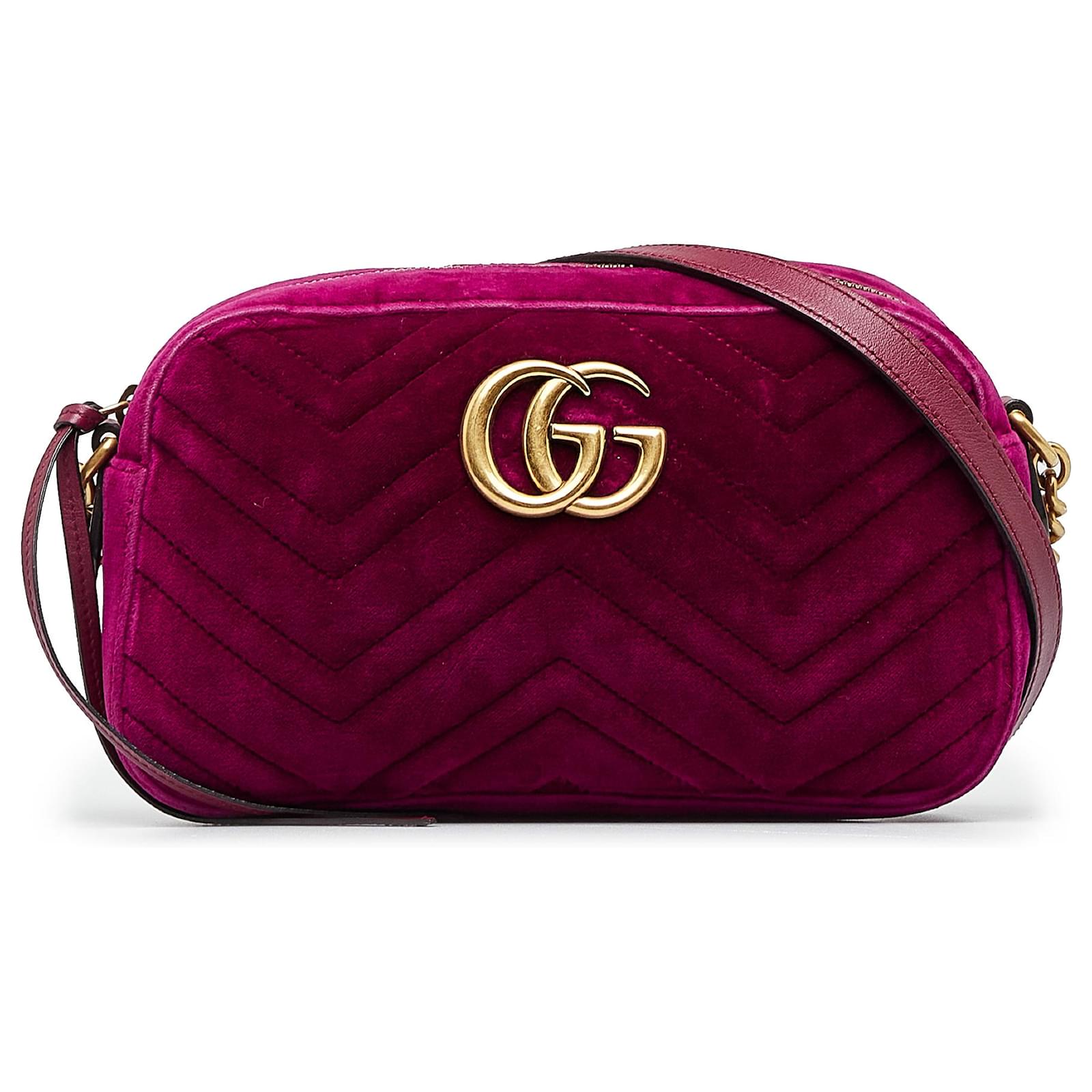 Gg marmont chain matelasse velvet handbag Gucci Pink in Velvet