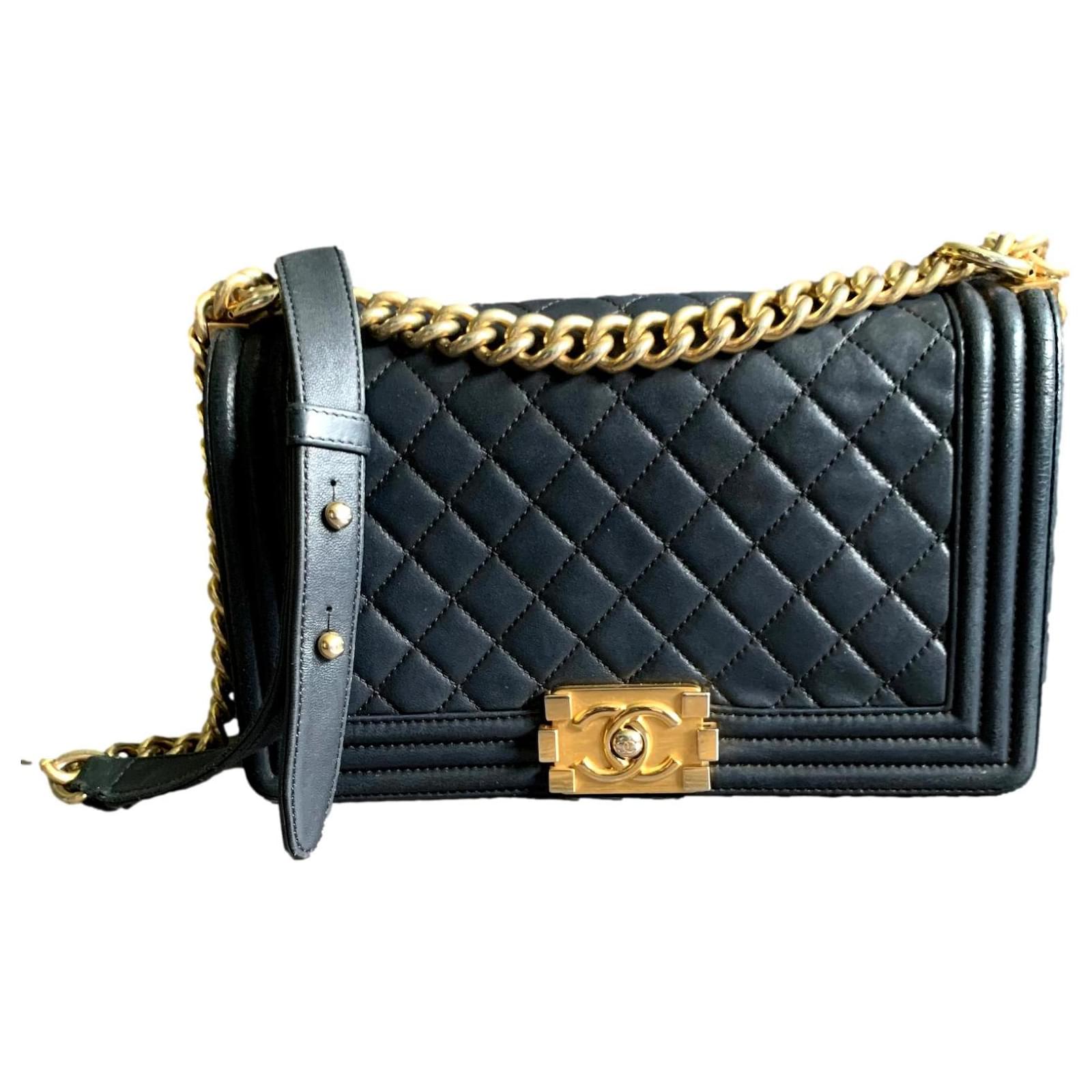 Chanel Chanel Gold Tone Chain x Black Leather Strap for Chanel Bag