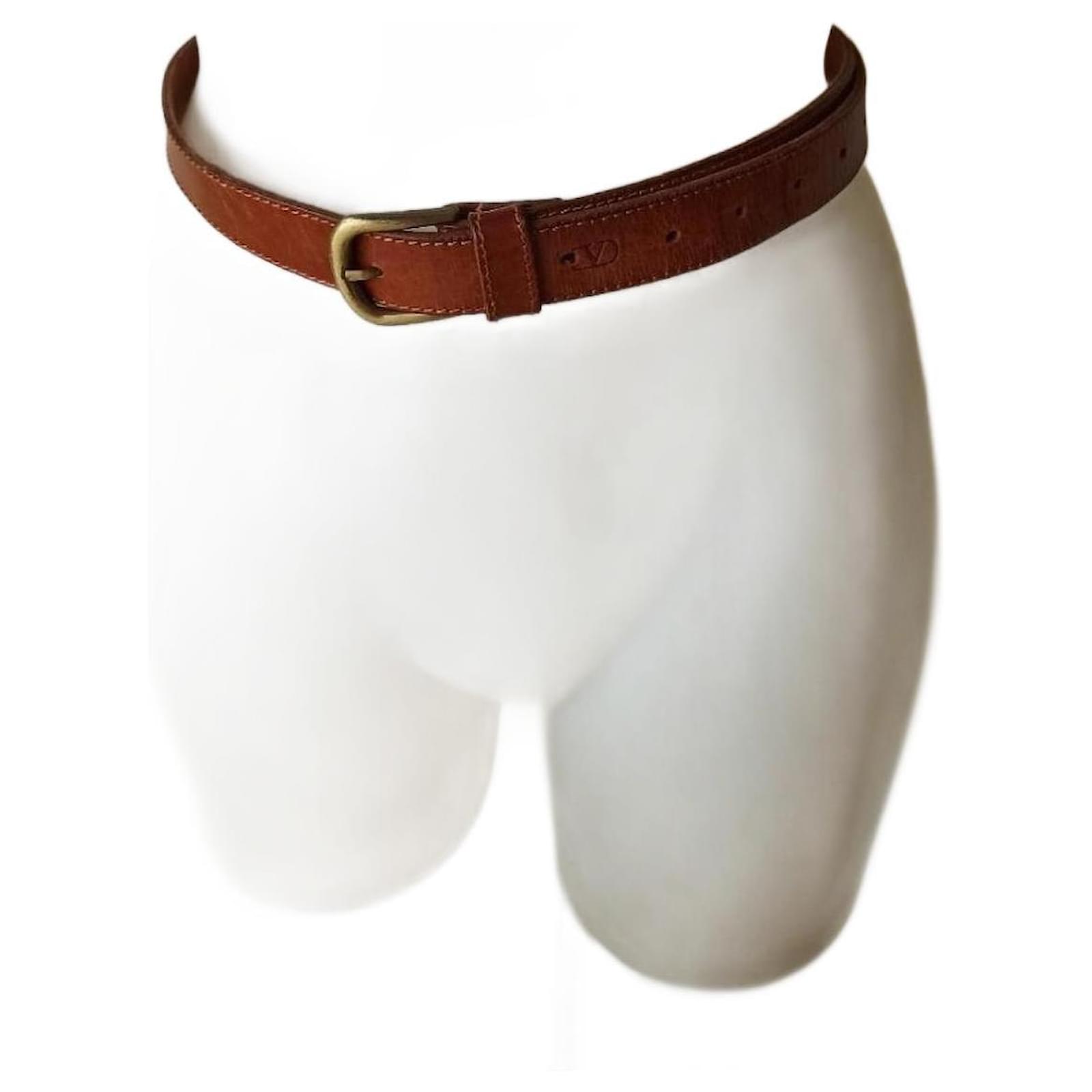 Valentino Garavani Leather Logo Belt - Brown - 95