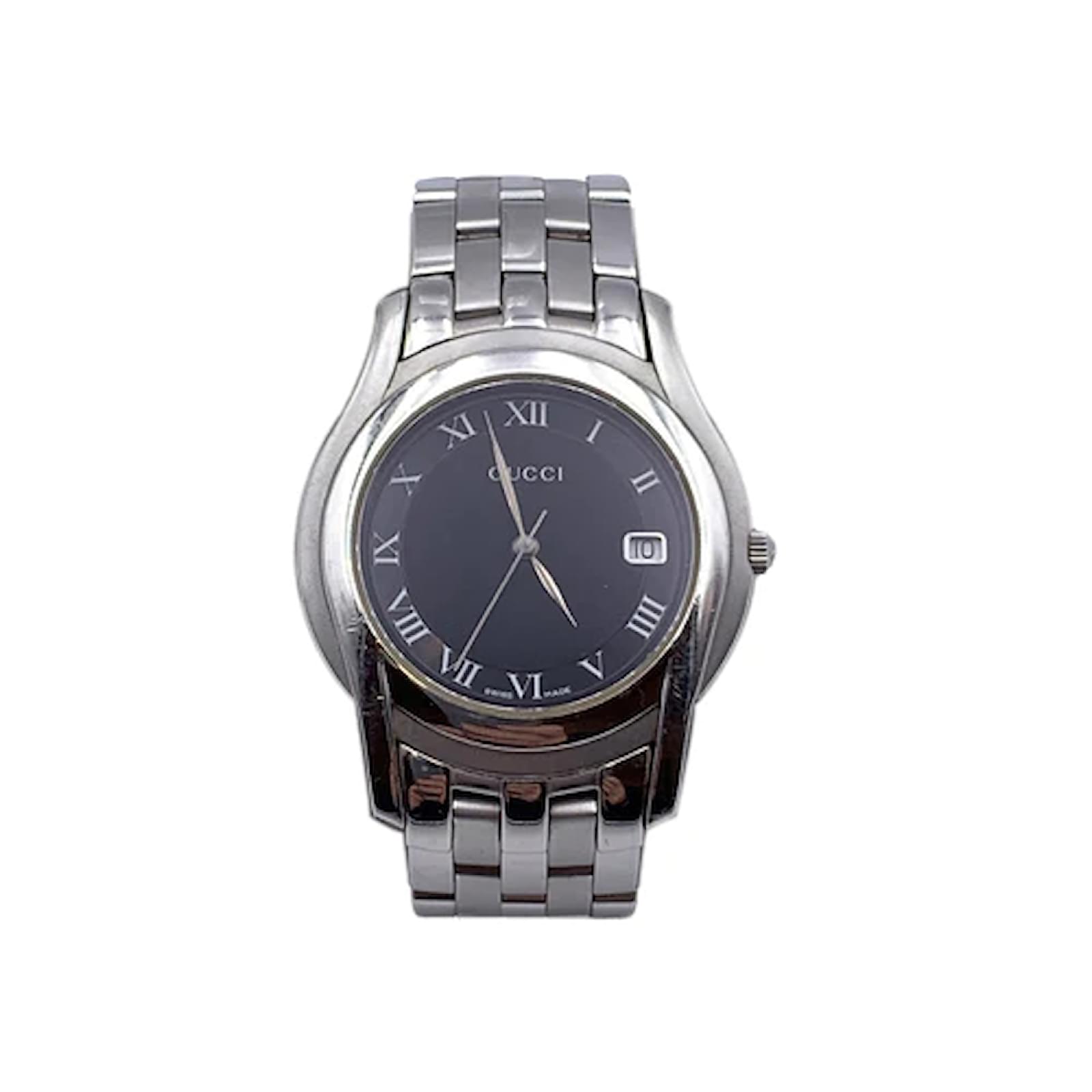 Gucci Stainless Steel Mod 5500 M Watch Date Indicator Black