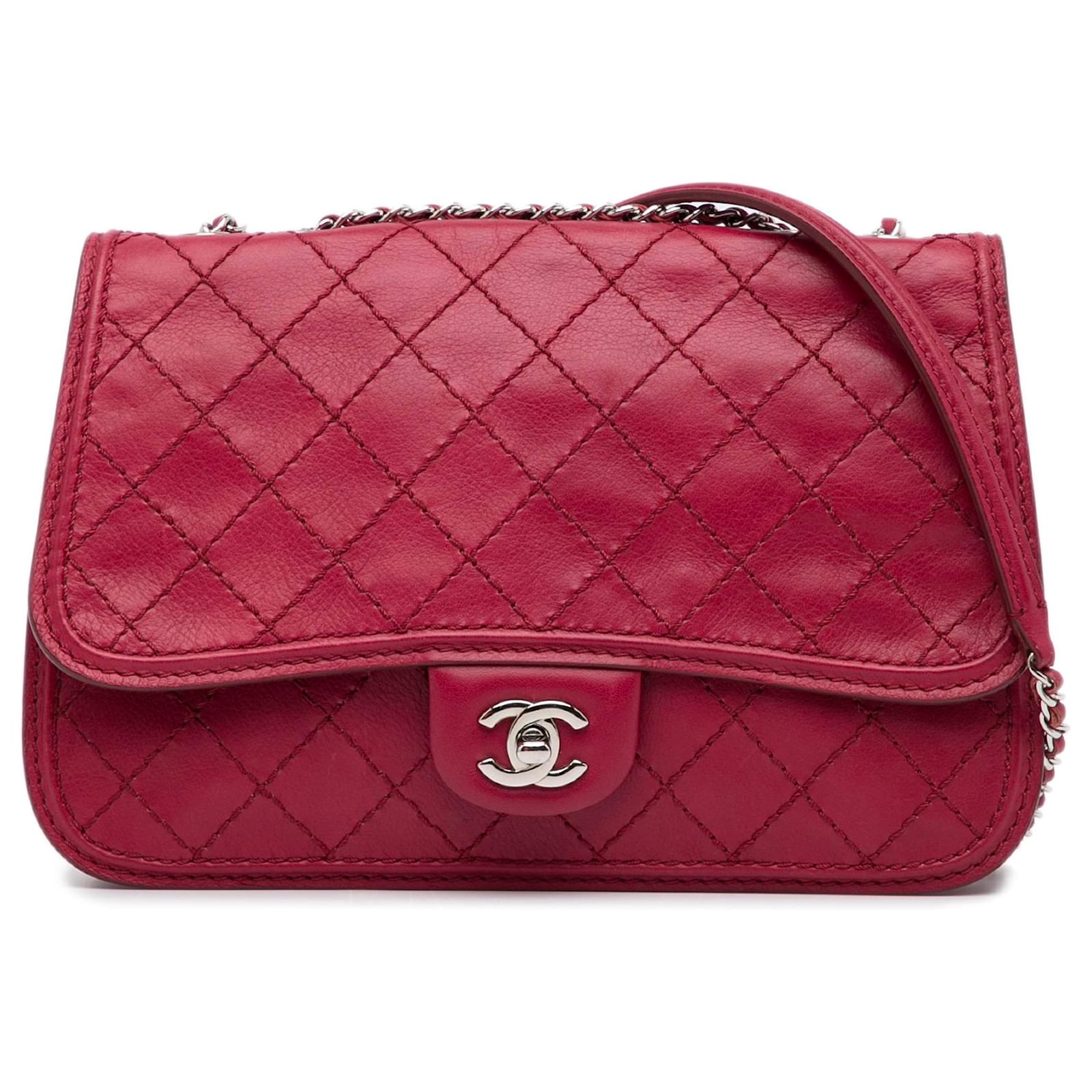 Chanel Red Double Stitch Calfskin French Riviera Single Flap Leather Pony- style calfskin ref.950209 - Joli Closet