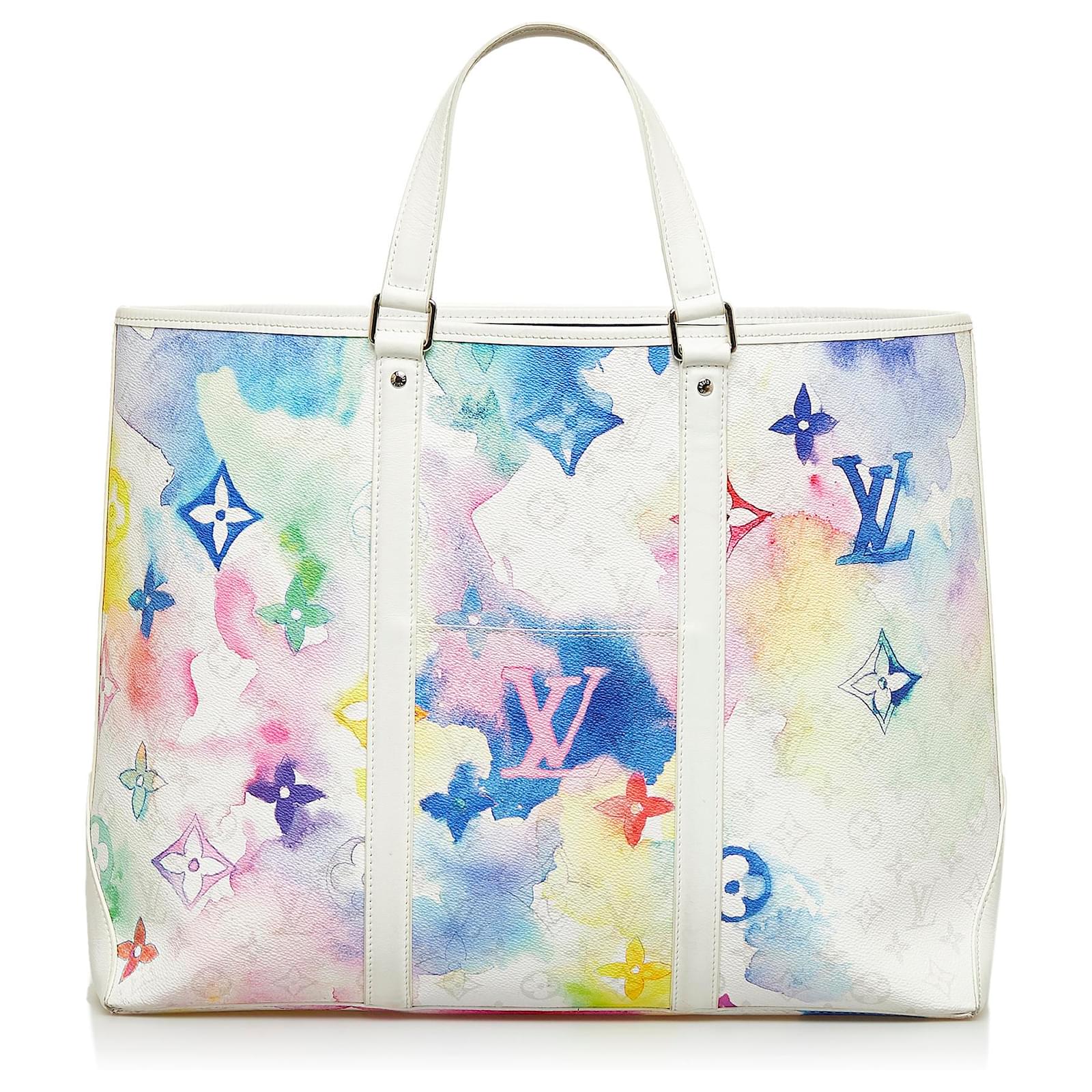 Louis Vuitton New Tote GM White Watercolor Multicolor Monogram Logo  Shoulder Bag