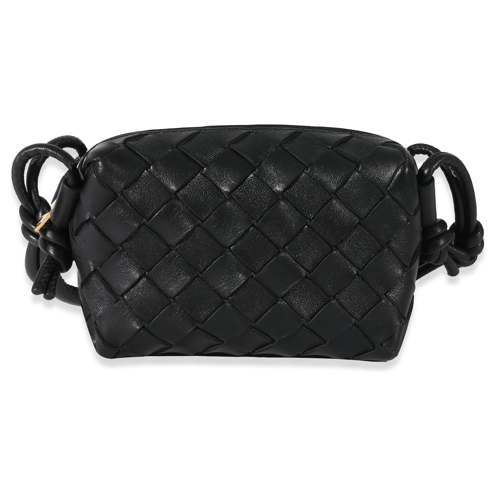 Candy Loop Leather Shoulder Bag in Black - Bottega Veneta