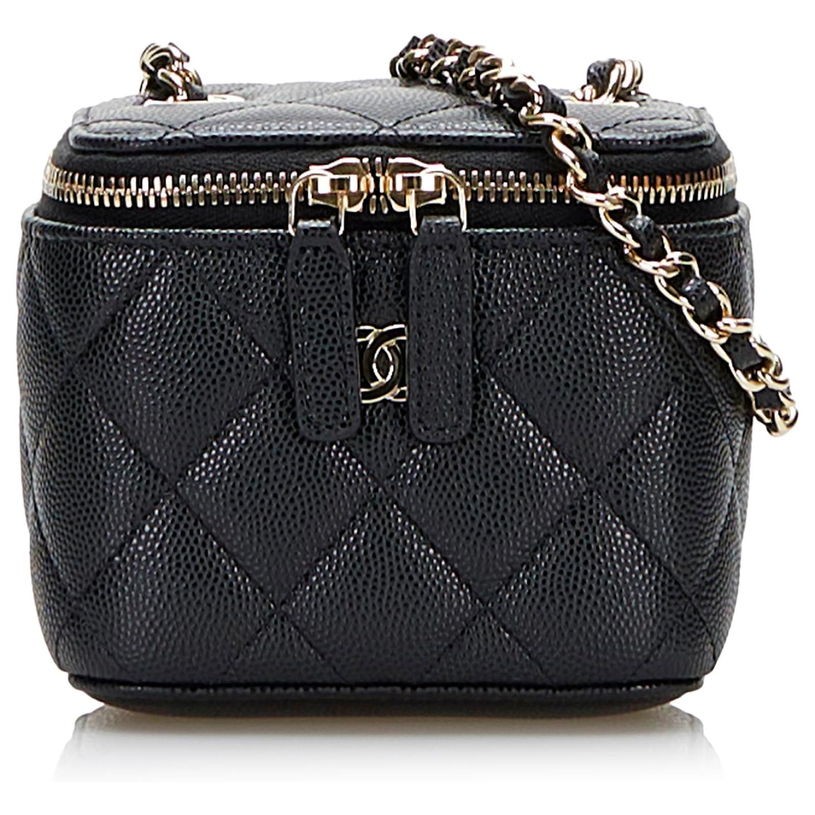 Chanel Black Mini Classic Caviar Vanity Case Leather ref.951597