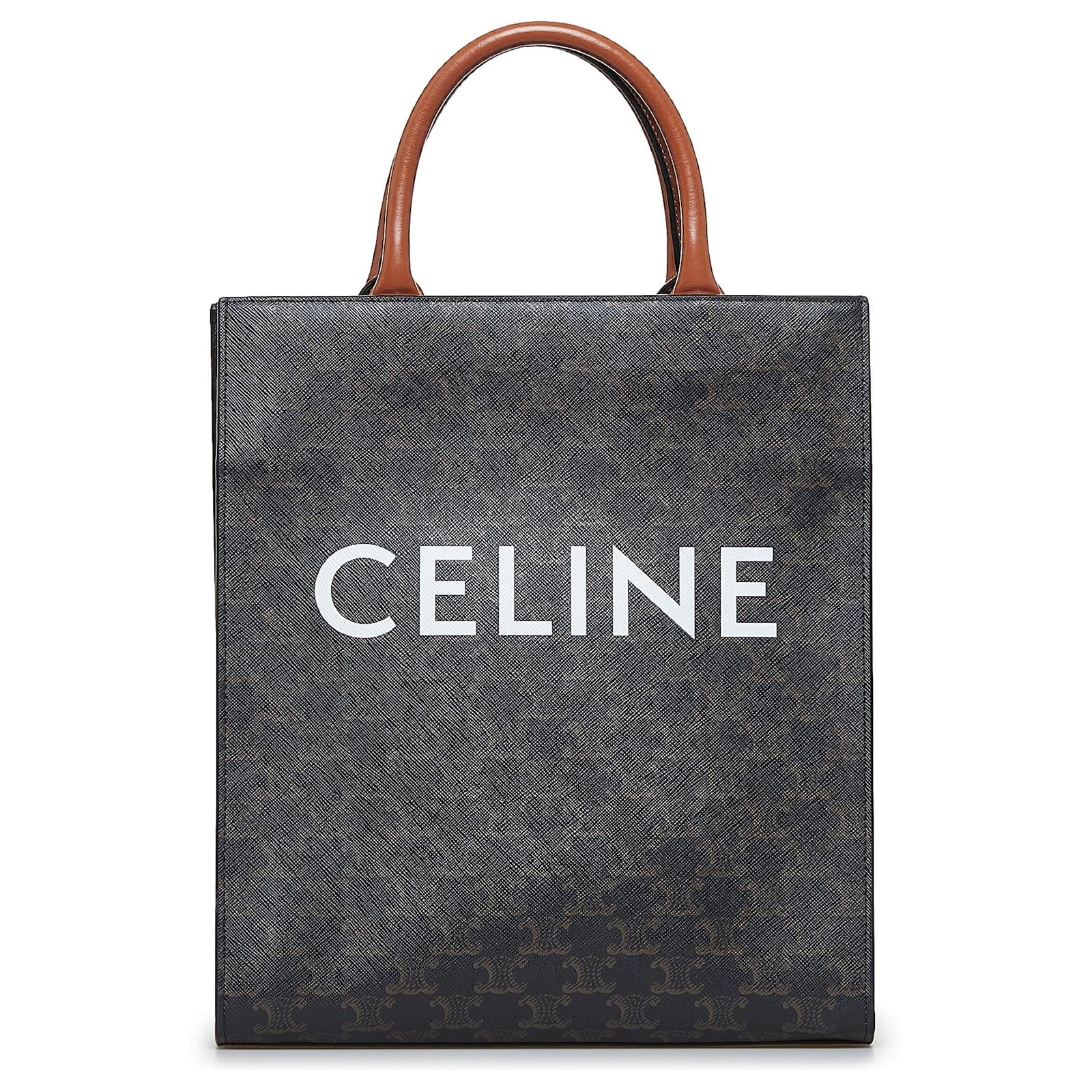 Celine Triomphe Vertical Cabas Small Calfskin Canvas Bag